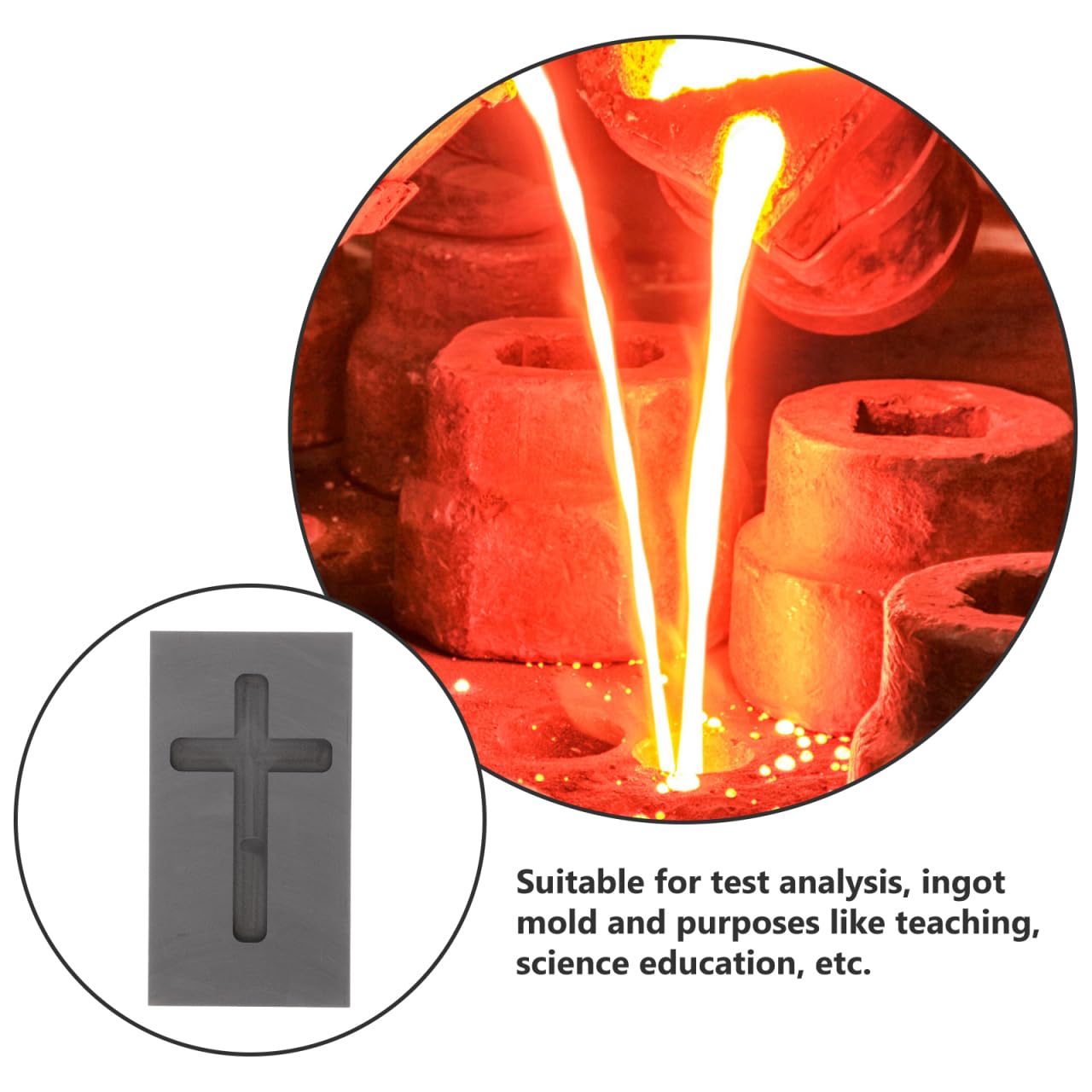 4pcs Gold Silver Graphite Ingot Mold Cross Shape Jewelry Melting Tool for Casting High Thermal Stability Conductivity for Melting Alloys