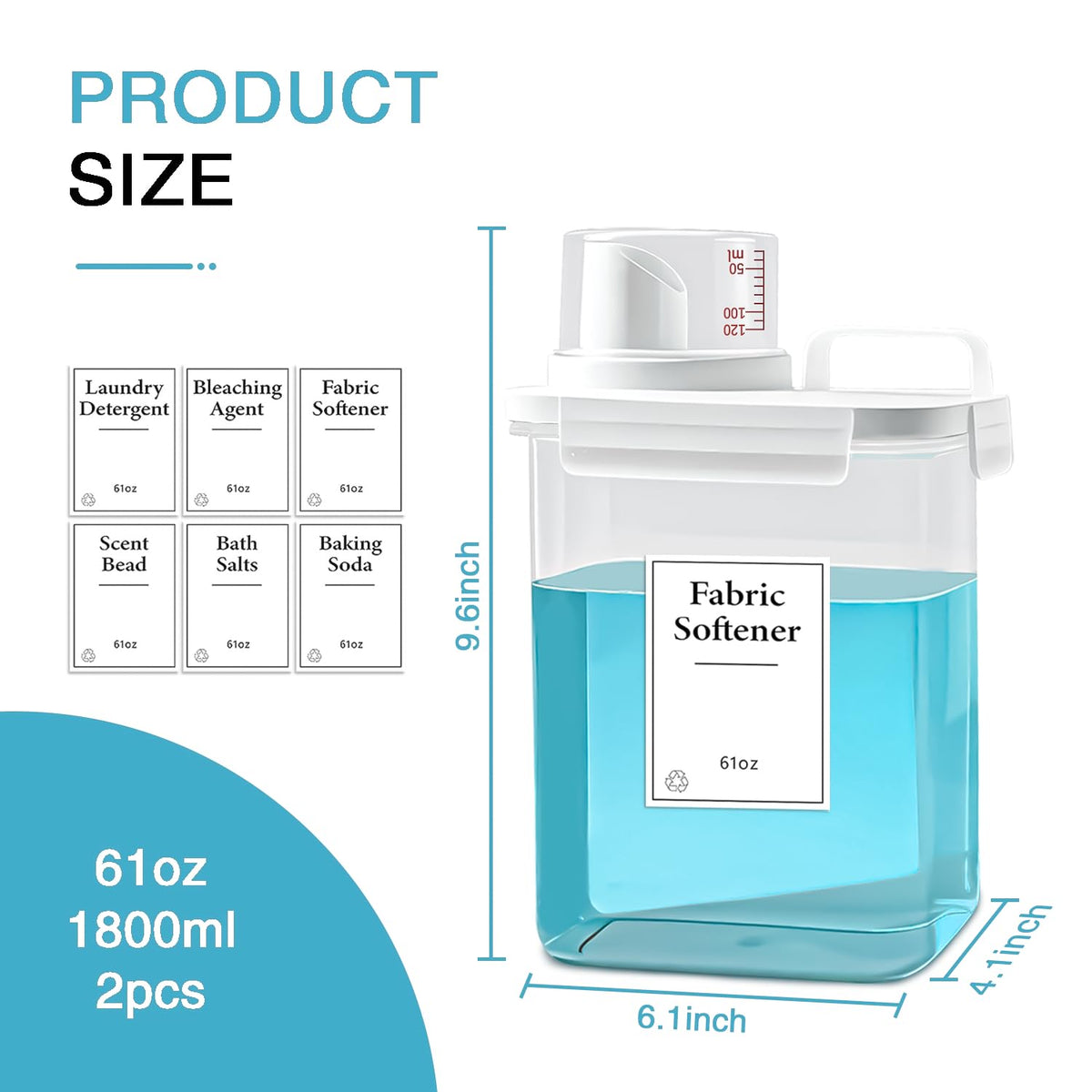 2 Pack Laundry Detergent Dispenser (122 Fl Oz)