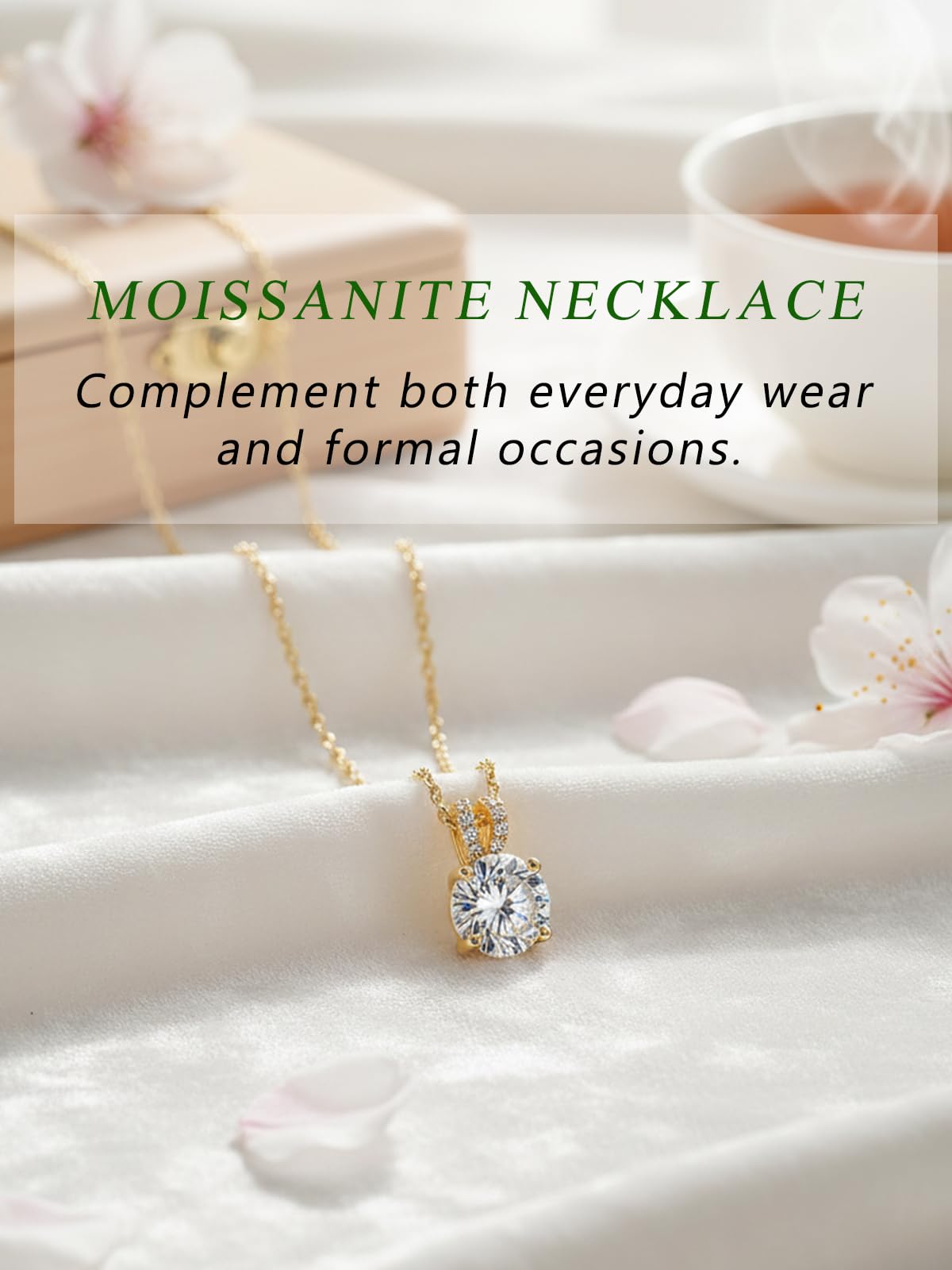 CYW Gold Plated Small Moissanite Cute Sparkle Solitaire Simple Necklace for Women 925 Sterling Silver Chain Pendant