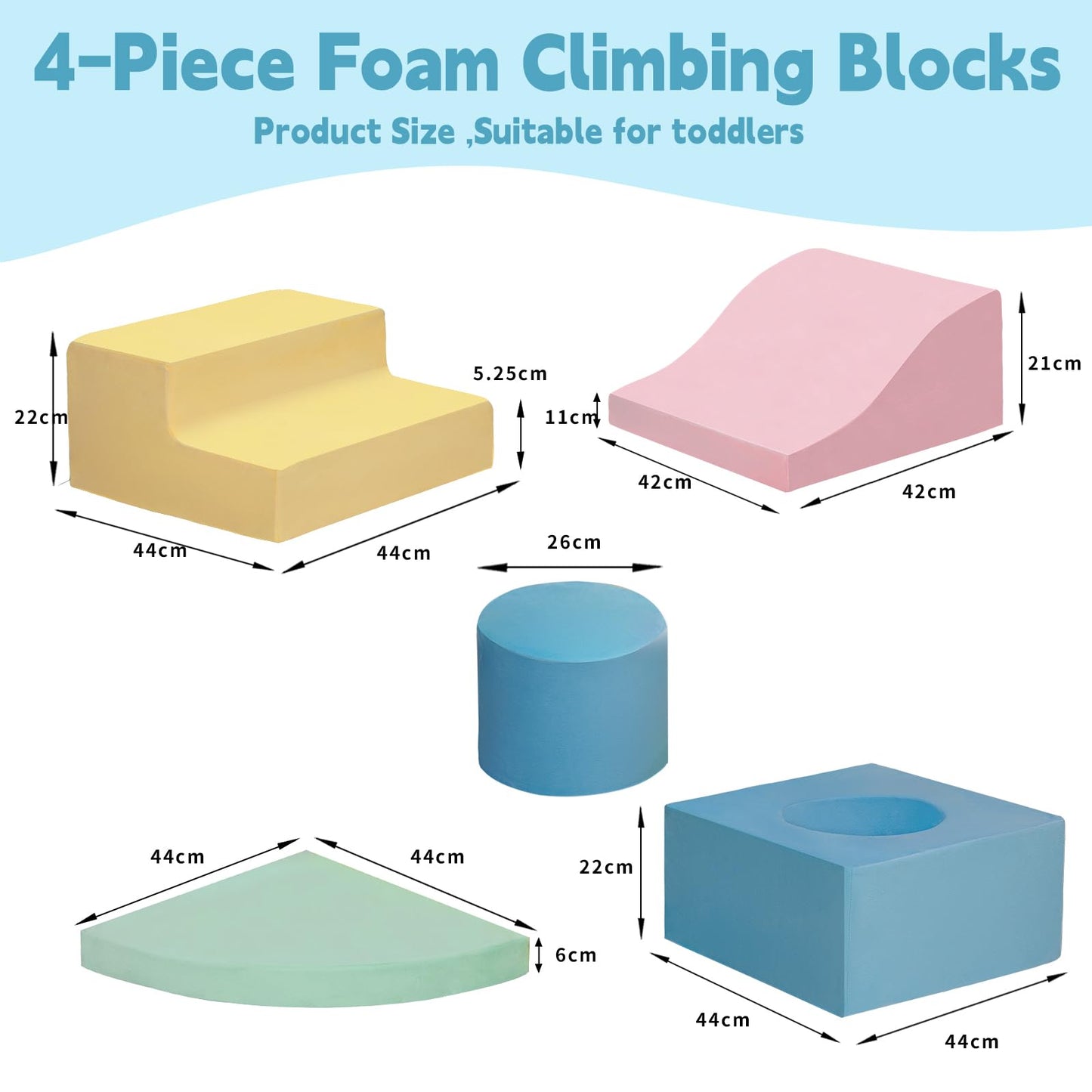 MIND&ACTION 5-Piece Climbing Toys for 1 Year Old, Toddler Climbing Toys Indoor, Soft Play Set Baby Foam Climbing Blocks