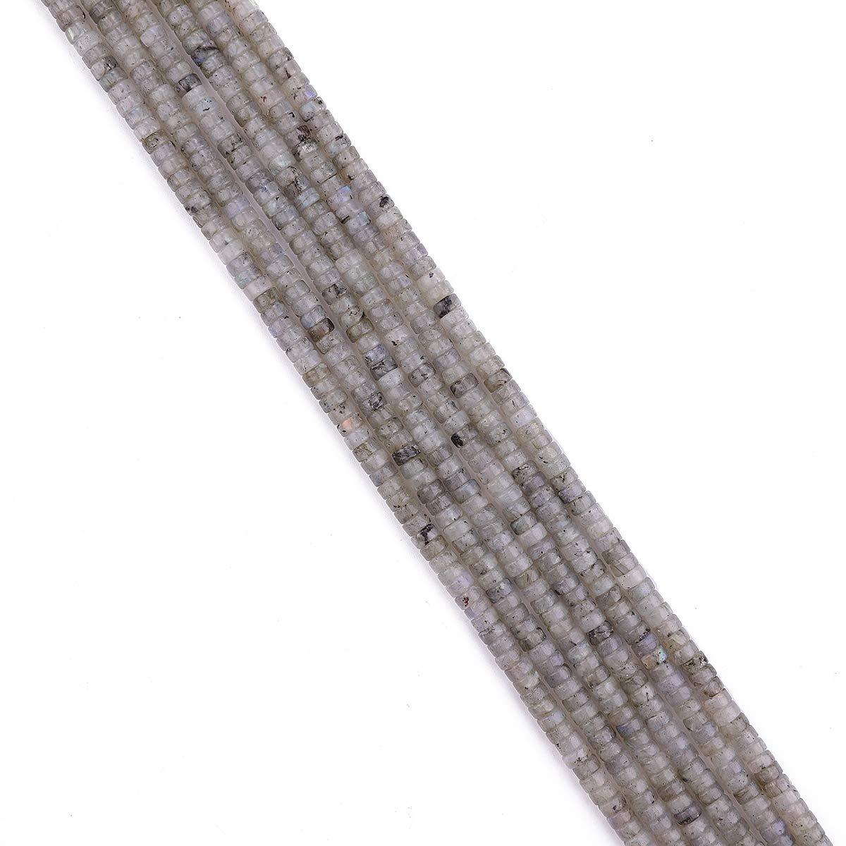BEADIA Natural Spectrolite Spacer Beads Caps Loose Semi Gemstone for Beading Jewelry Making 4mmx2mm 38cm