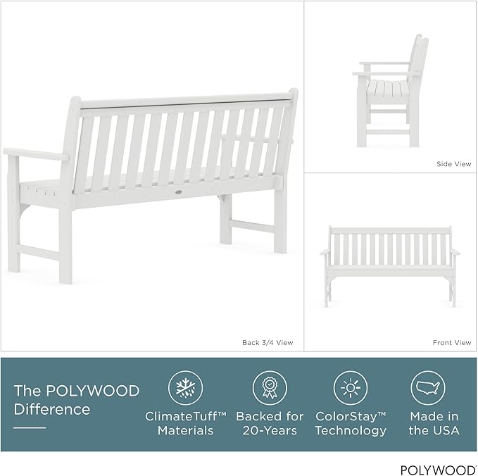 POLYWOOD Vineyard 60" Outdoor Patio Bench, White