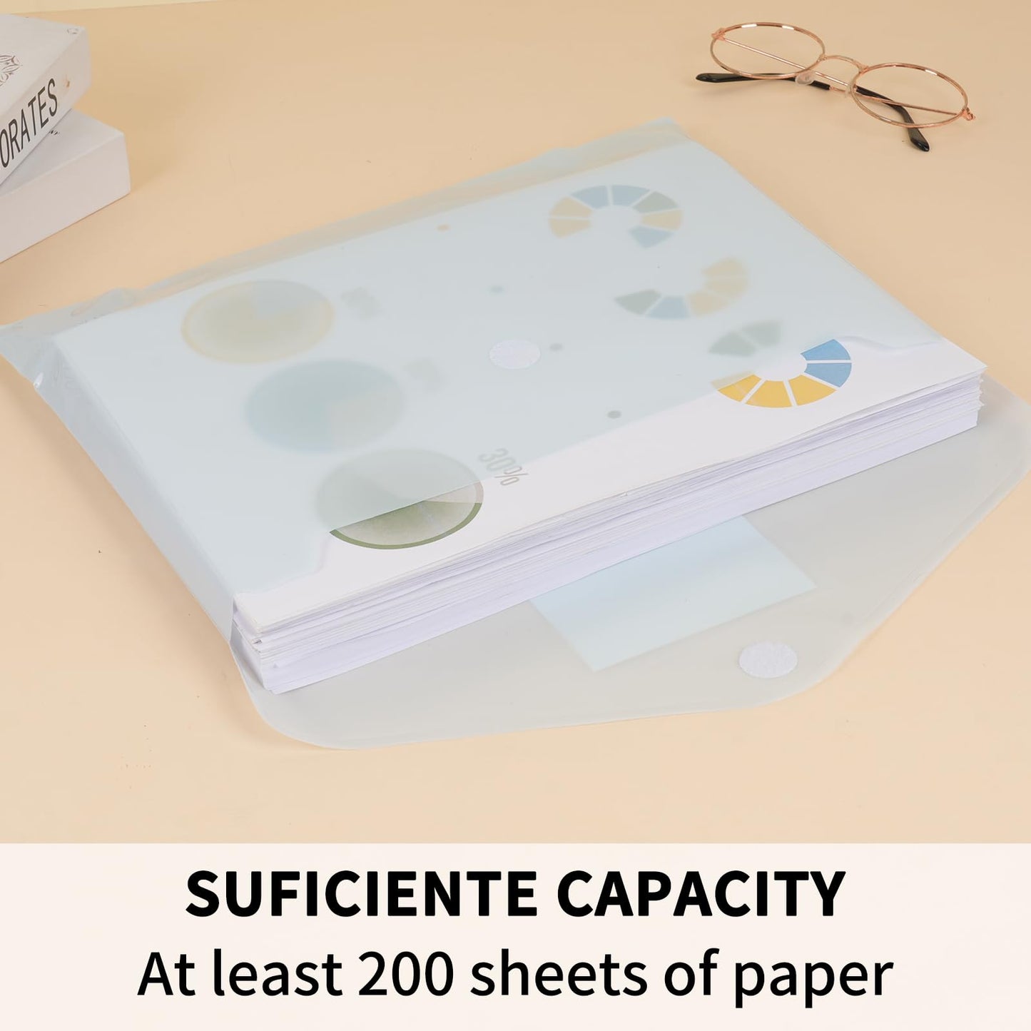 EOOUT 30pcs Plastic Envelopes, Plastic File Folders for Documents, Hook & Loop Closure Poly Folders with Label Pocket A4 Size for School and Office Supplies