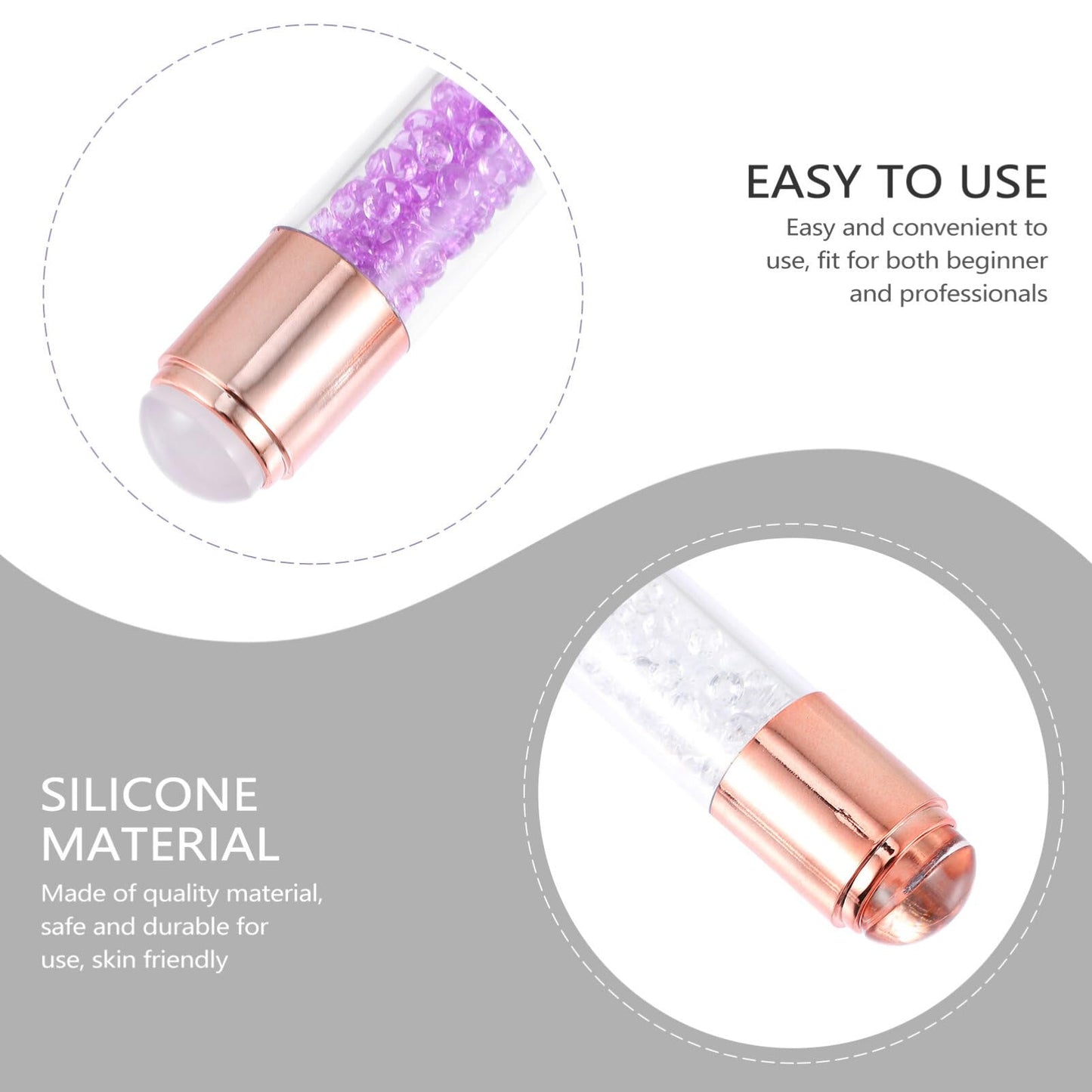 FOMIYES French Tip Nail Stamp Kit - 2PC Silicone Manicure Stamper with Jelly Template for DIY Salon Nail Art, Easy to Use Nail Stamping Tool Set