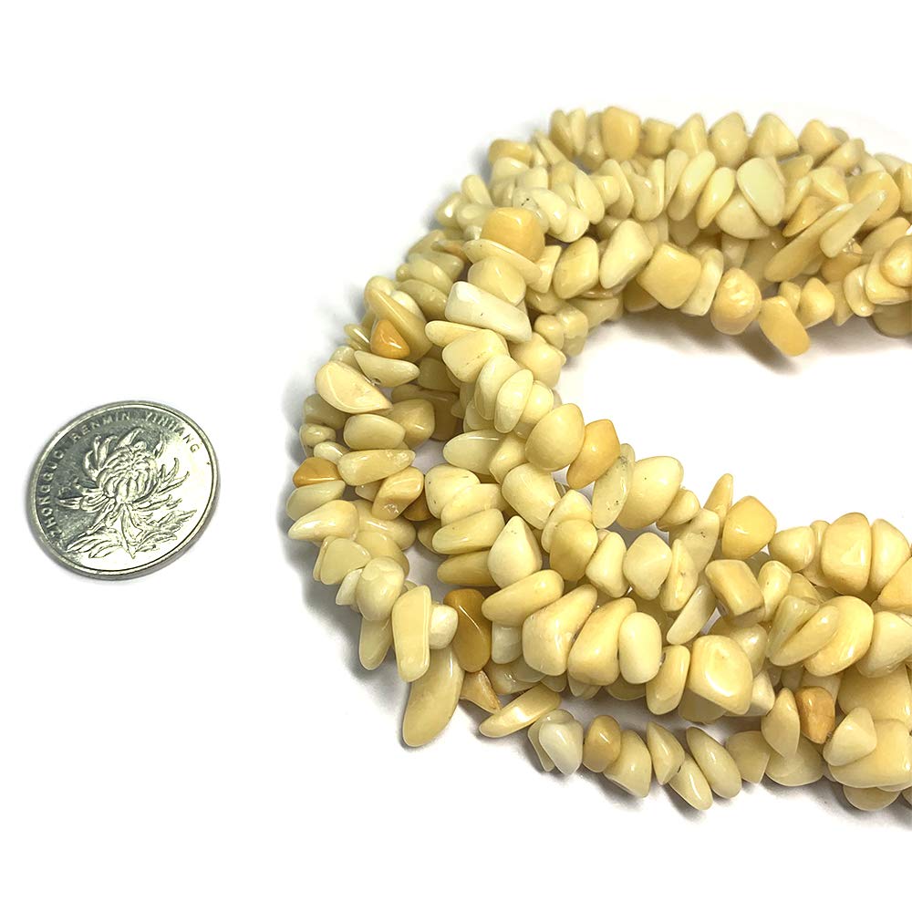 31 inches Chip Stone Loose Gemstones Beads Drilled Strand for Jewelry Making (Yellow Jade)