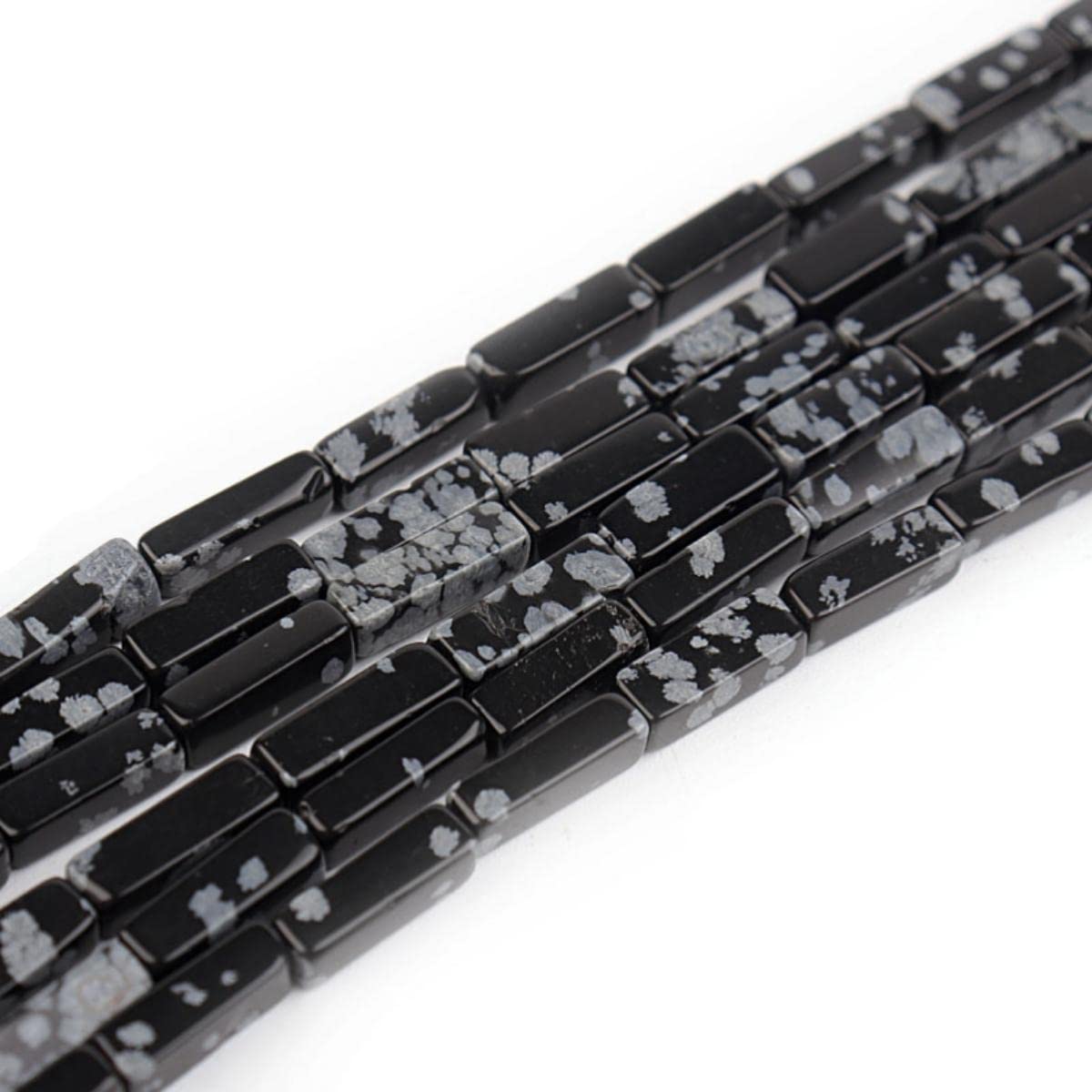 4x13mm Natural Stone Snowflake Rectangular Column Tube Cylinder Spacer Loose Beads Gemstone for DIY Bracelets Necklace Jewelry Making Strand 15 Inch (28-30pcs)