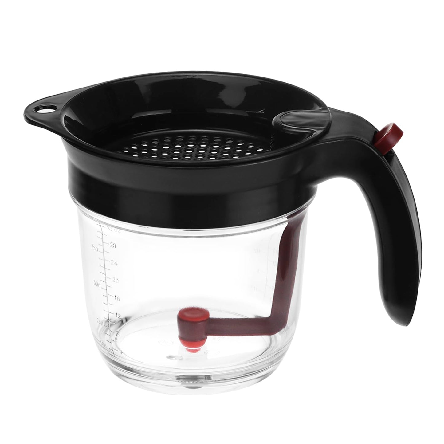QWORK Fat Separator, 4 Cups / 1000 ml Grease Separator with Bottom Release - Soup Oil Separator Measuring Cup for Cooking