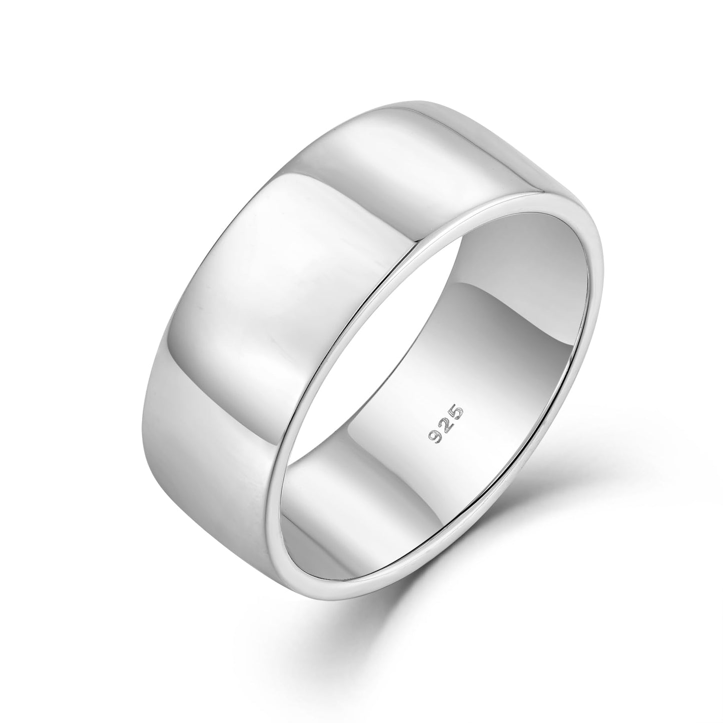 STARCHENIE Solid 925 Sterling Silver 8mm Wedding Band Ring, Comfort Fit High Polish, for Men and Women (Size 8)