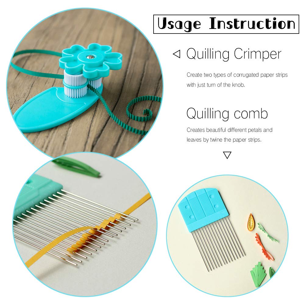 IMISNO Paper Quilling Kits - All-in-One Quilling Tools Supplies,Paper Crimper,DIY Crafts Quilling Paper Strips for Beginners to Advanced Users, Teaching with Manual