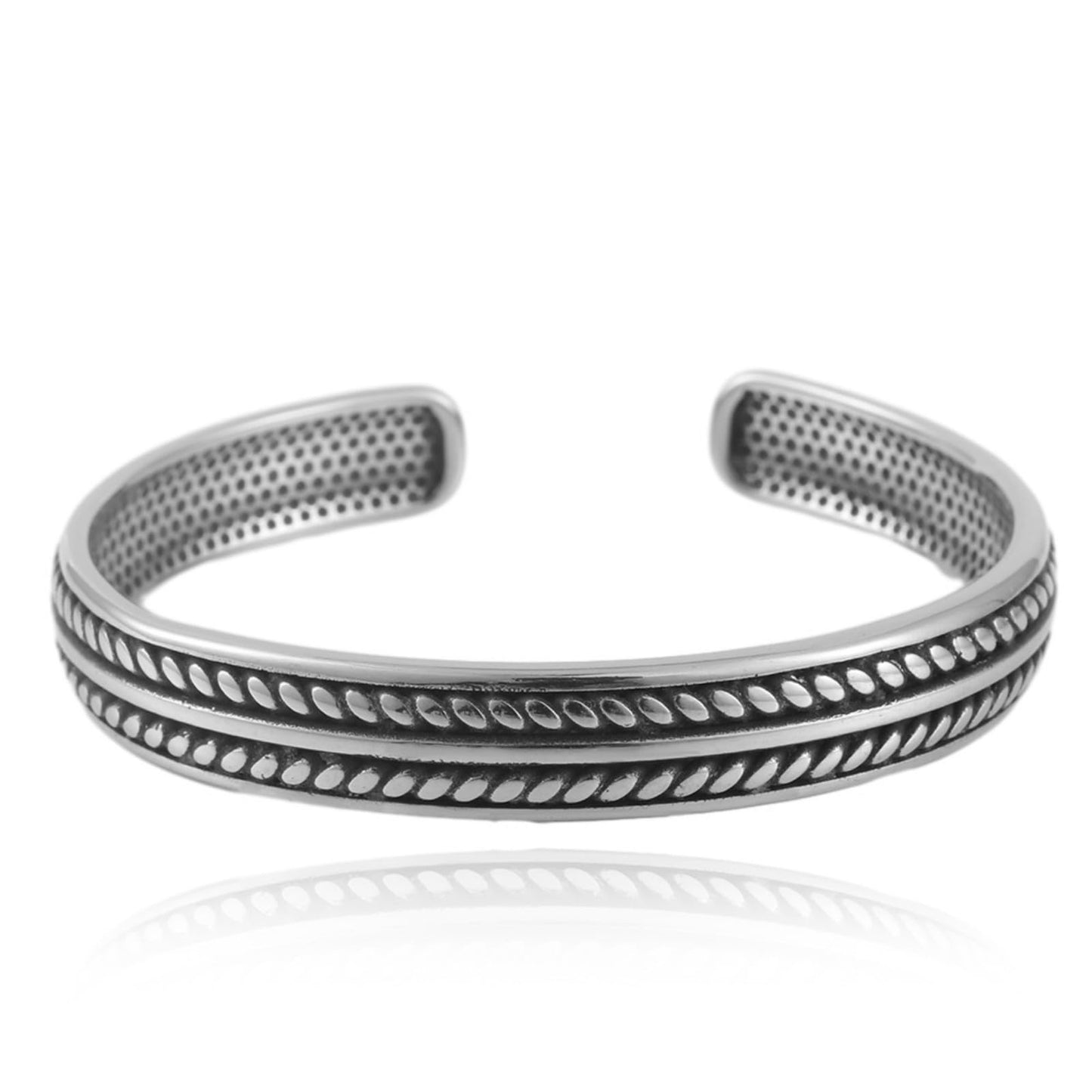 Handmade 925 Sterling Silver Cuff Bangle Bracelet for Men &Women Boho Classical Engraved Leaf Open Adjustable Bracelet Silver Statement Stackable Bangles Minimalist Wristband Cuffs Gifts for Him