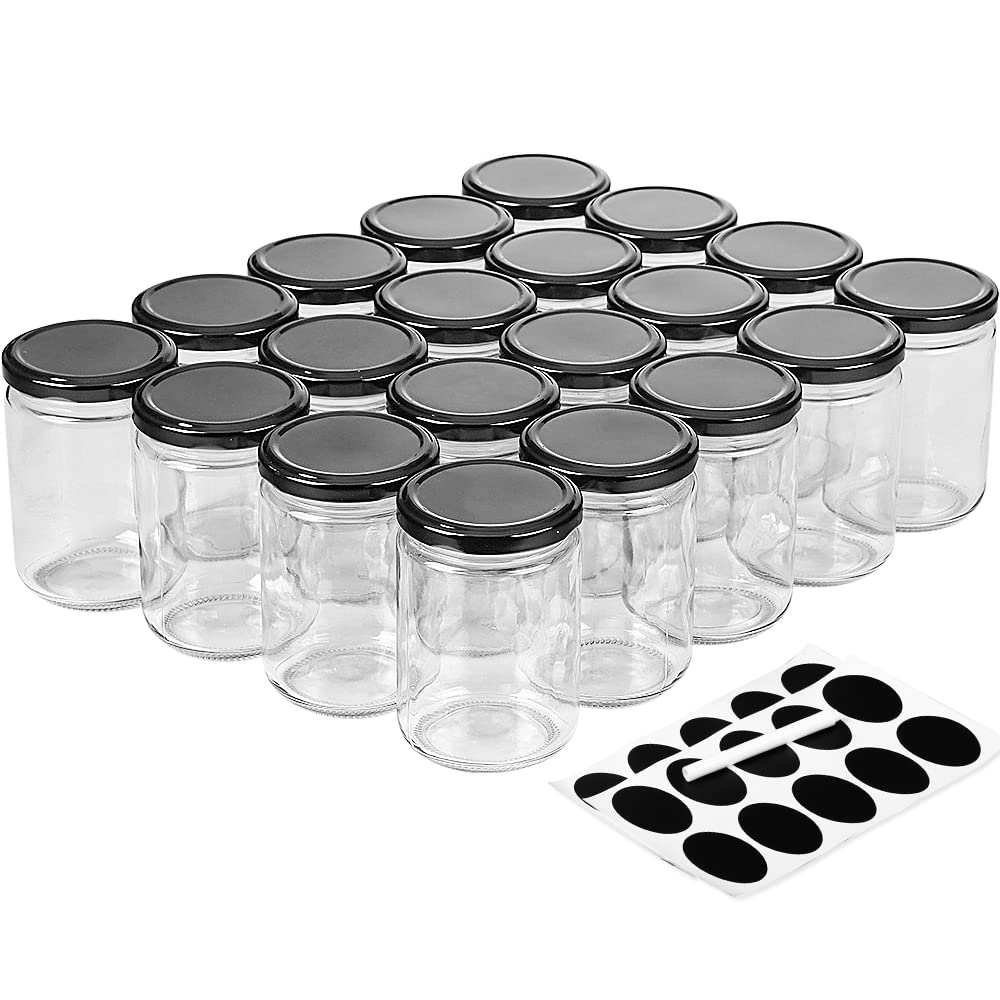 12oz Glass Jars with Lids, 20 Pcs Empty Candle Jars for Making Candle, Mason Canning Jars for Spice, Jam, Liquid, Baby Food Storage, Meal Prep, Craft, DIY Gift, Sample Container, Dishwasher Safe