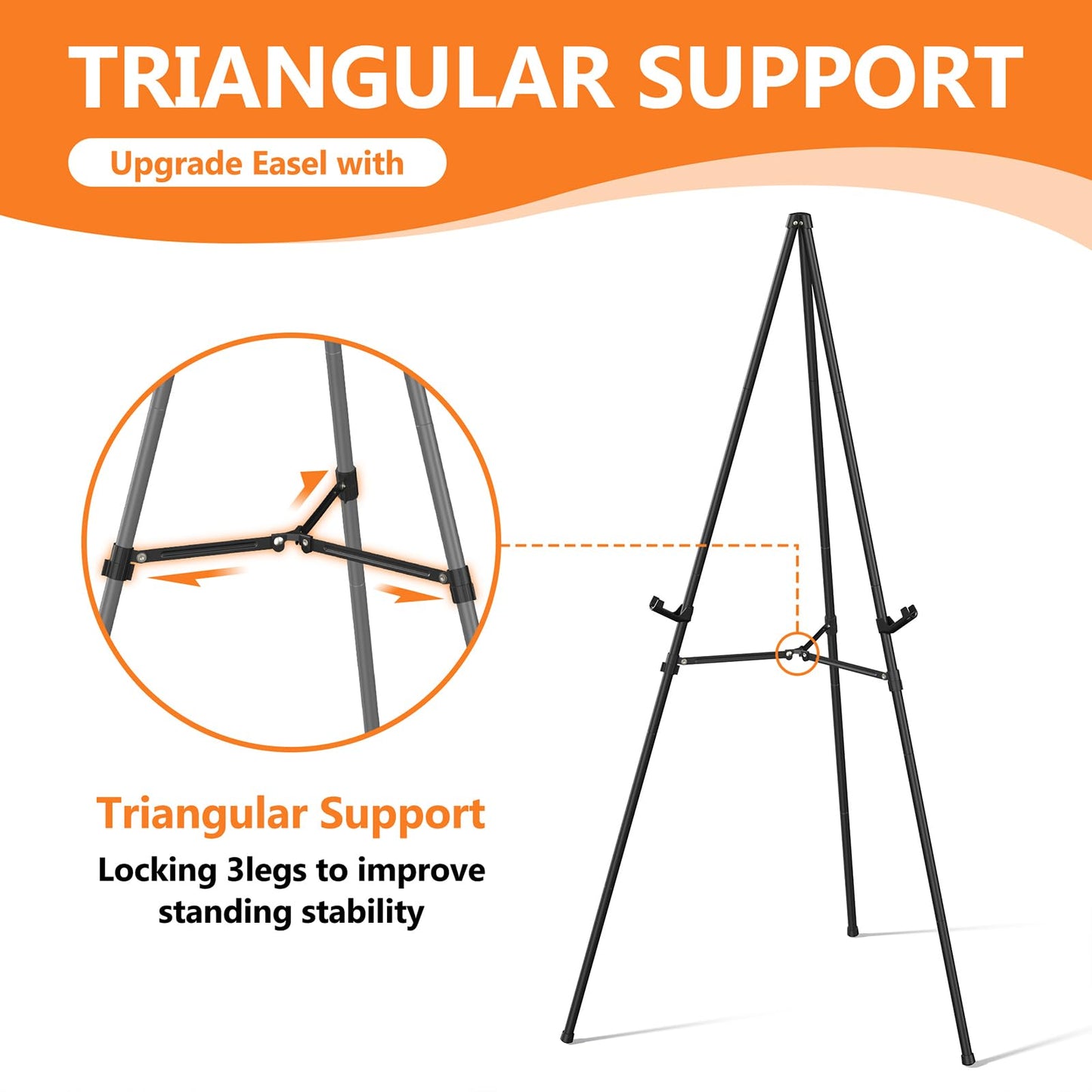 Easel Stand for Sign Portable,66" Art Easel Stand for Painting, Adjustable Metal Easels for Display,Wedding Signs, Posters-Black(2 Pack)