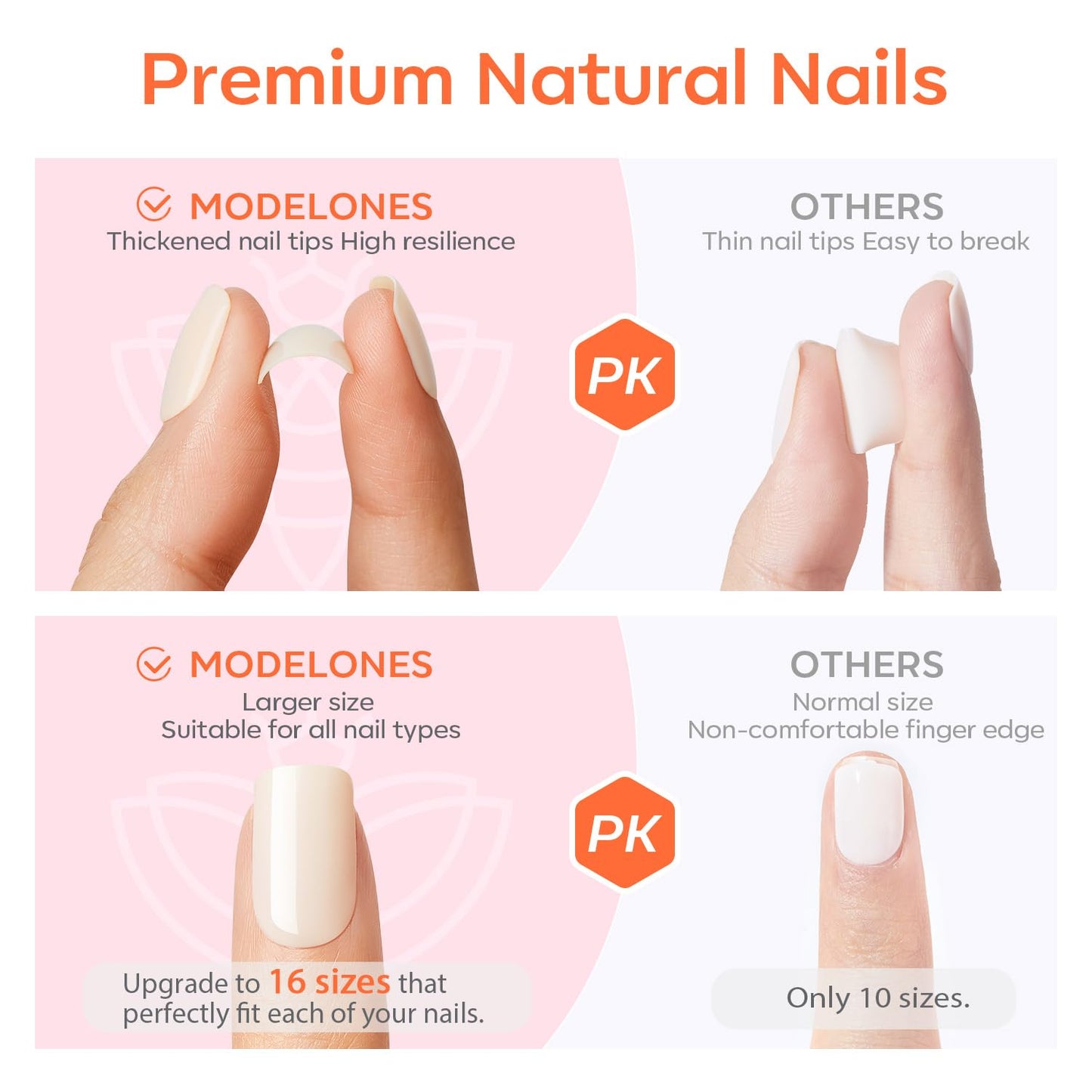 Modelones Press on Nails, Red Chrome French Short Square Fake Nails, Reusable Nail Kit with Nail Glue Adhesive Tabs Mini Nail File, Nails Press Ons 32Pcs16 Sizes