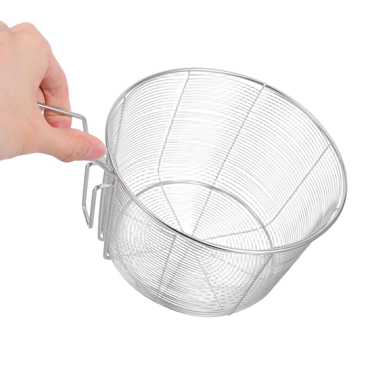 Kichvoe Mesh Pasta Basket - Stainless Steel Mesh Spider Strainer - Noodle Strainer Spaghetti Spoon Fried Food Container Deep Basket Skimmer for Noodles Dumpling