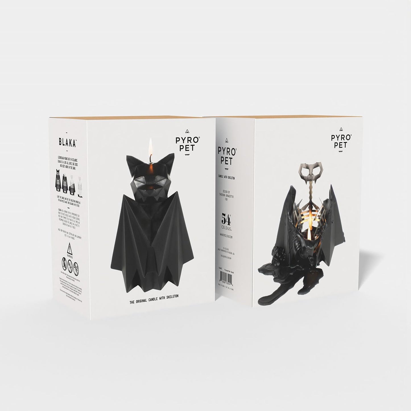 PyroPet Blaka Bat Candle (Black) - The Original Bat Candle with Metallic Skeleton | Gothic Decor | Unique Gift for Bat Lovers | 20-Hr Burn Time | Dimensions: 6.7x2.9x4.5 in