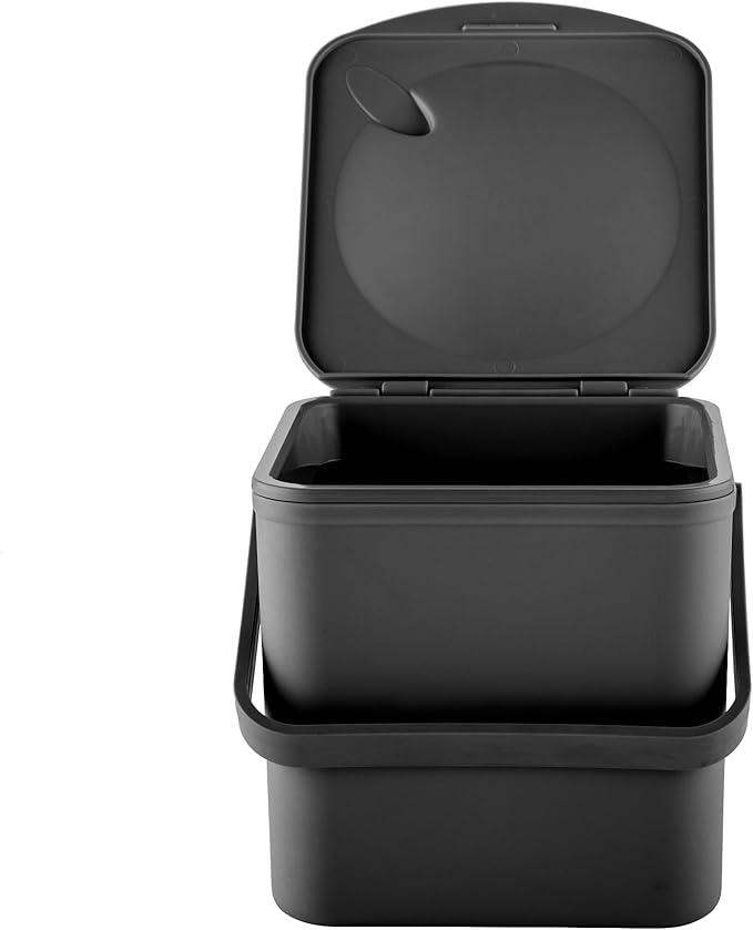 Minky Homecare Kitchen Compost Bin – Countertop Food Waste Caddy with Easy Wipe Clean Interior – Made in The UK - 3.5L (0.9 gal.) ECO Black