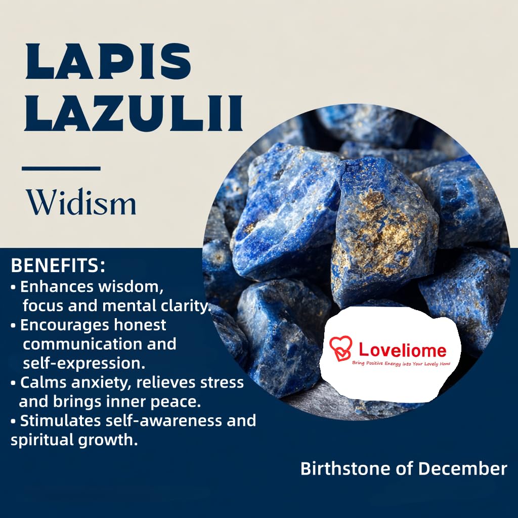 Loveliome Natural Lapis Lazuli Oval Polished Worry Stones, Healing Crystal Indoor Fountain Stones Massage Energy Anxiety Relief Items