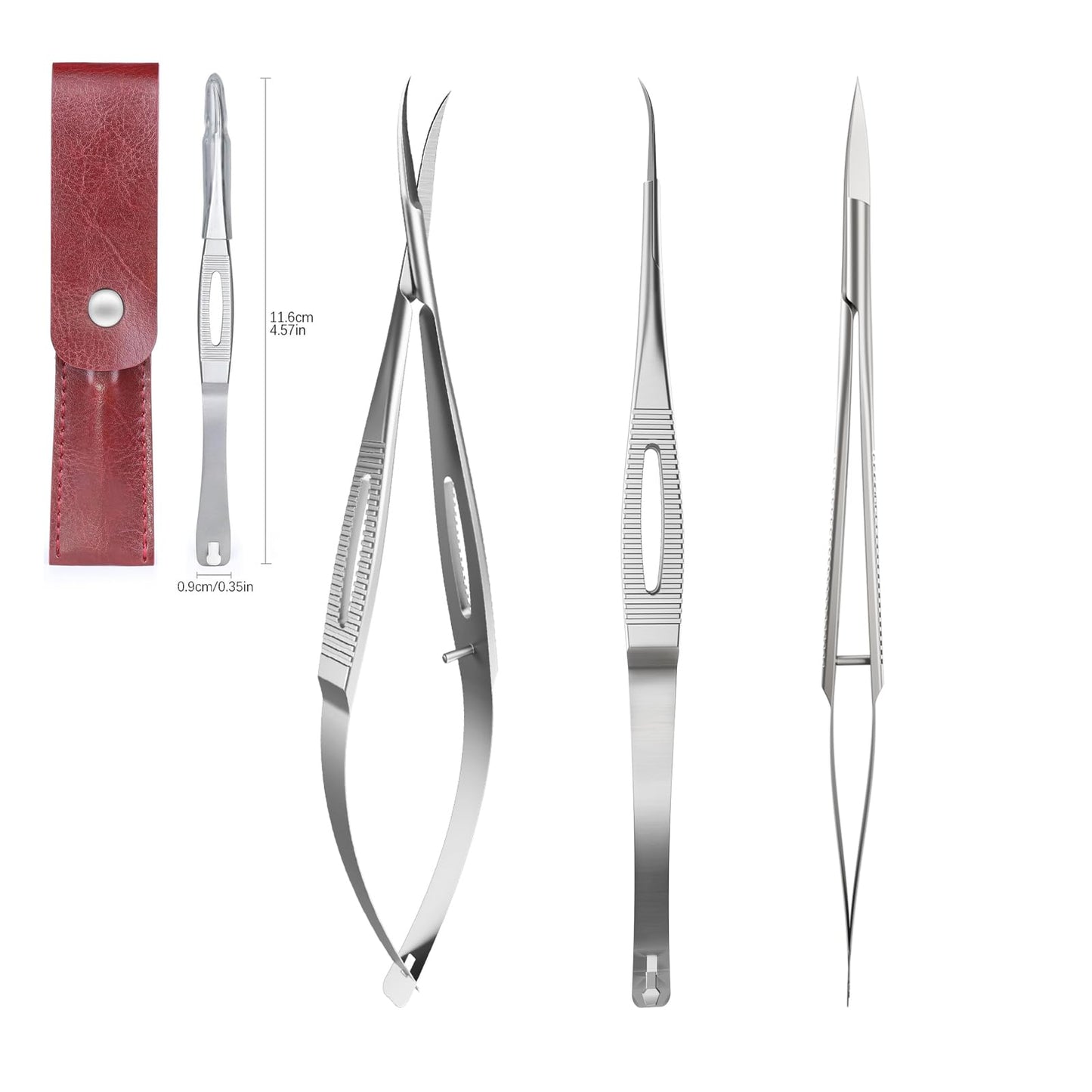 SG NEKOO Cuticle Scissors, Professional Curved 15° Blade Stainless Steel, Ultra Sharp for Precision Nail Grooming, Eyebrow Shaping, and Sewing Thread Snips, with Travel Case