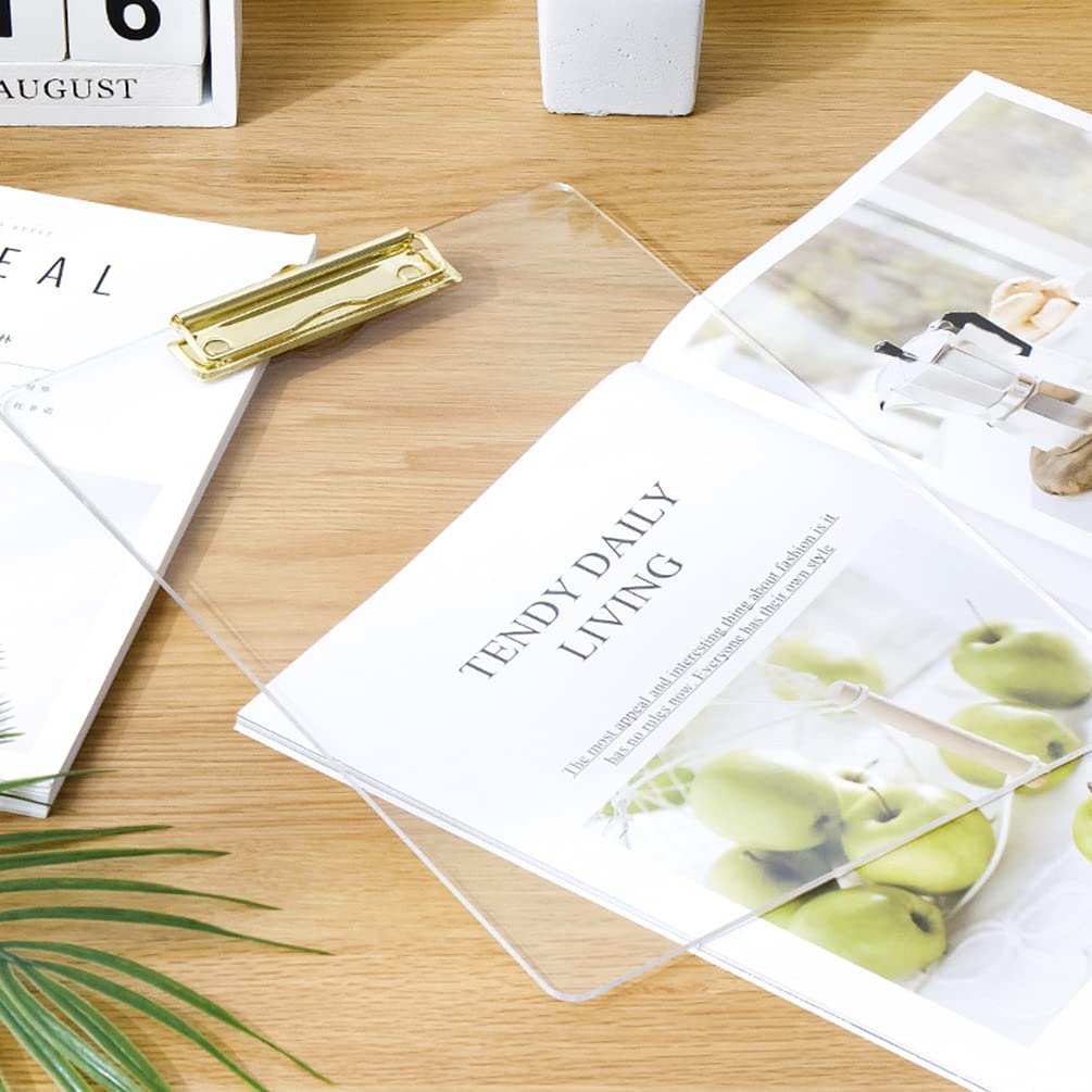 3mm Thick Acrylic Clipboards with Gold Clip 3-Pack, Durable Stylish Clipboards with Low Profile Clip Suit for A4 Paper
