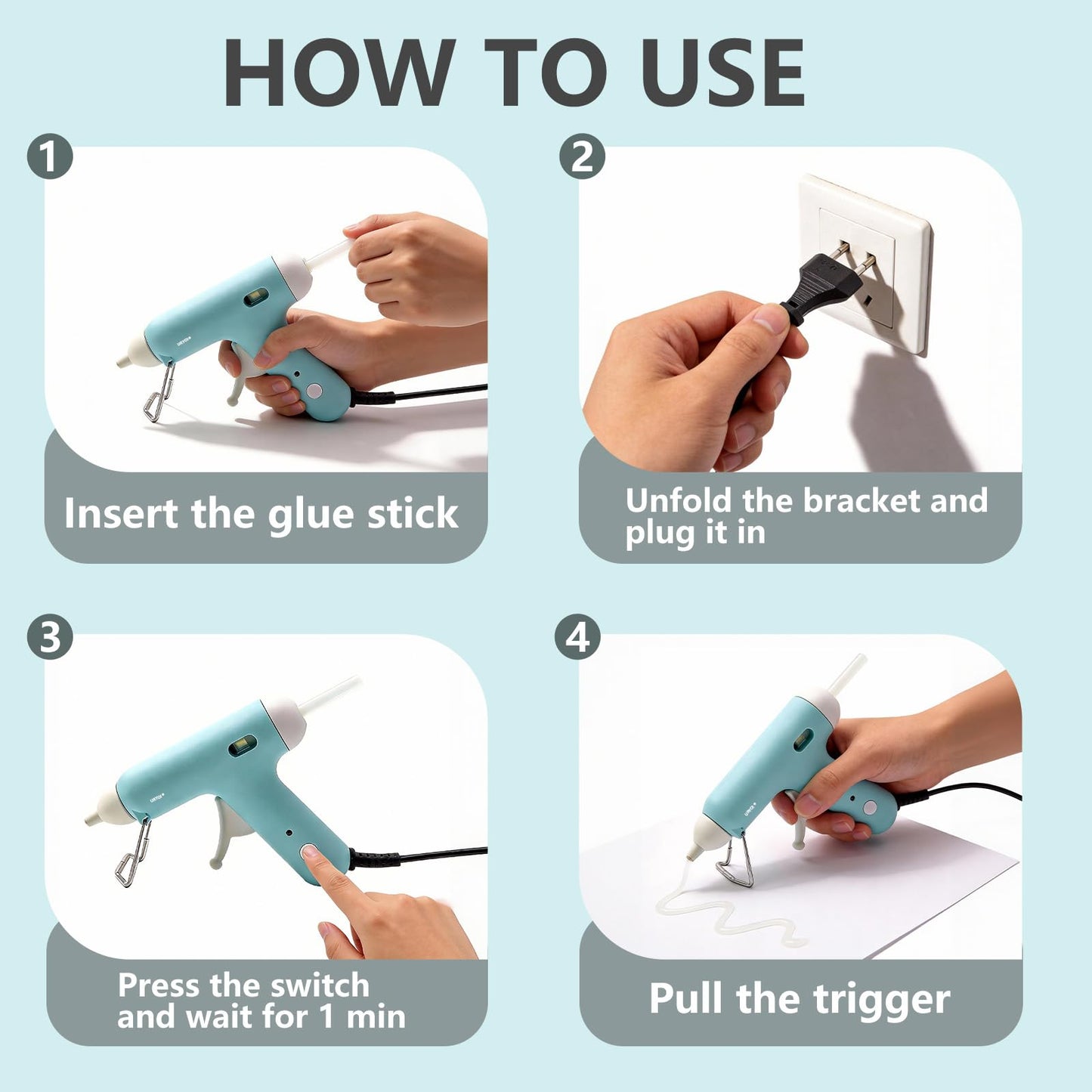 20W Fast Heating Hot Glue Gun, Anti-Drip No Drip Hot Melt Glue Gun with 20 Glue Sticks, 90s Quick Preheat Mini Glue Gun for DIY Crafts, School Projects, Home Repairs & Art Creation (Blue)