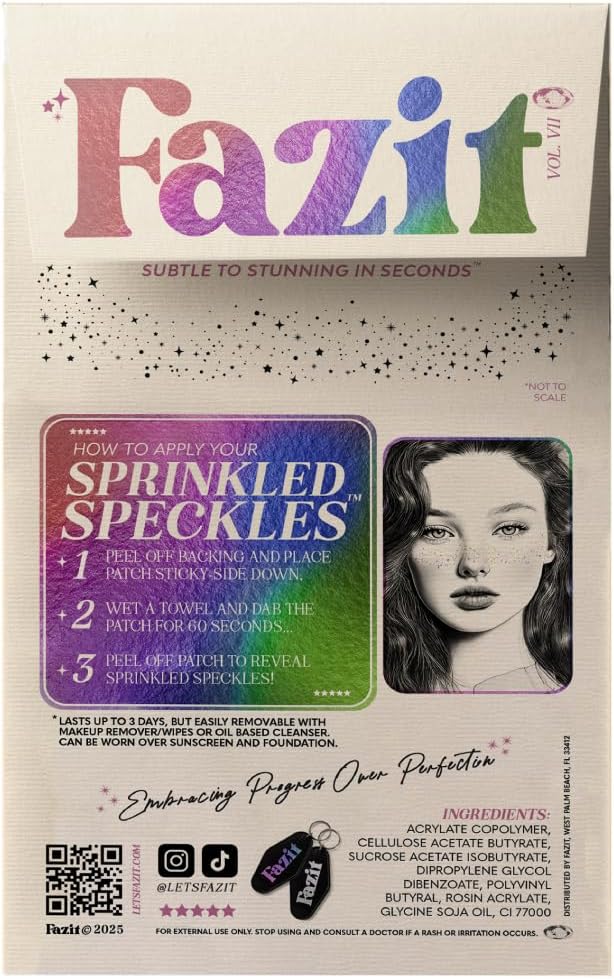 Fazit Makeup Patches - Sprinkled Speckles - Glow Up Make-Up Patches - Cute Glitter Makeup Accessories for Women - Cosmetic Glitter for Face