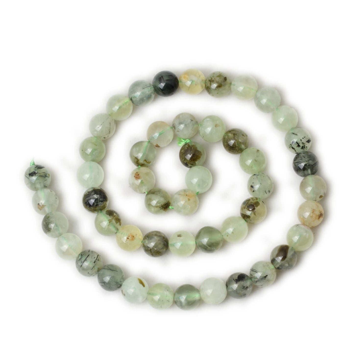 CHEAVIAN 45PCS 8mm Natural Prehnite Gemstone Smooth Surface Round Loose Beads for Jewelry Making 1 String 15 Inches