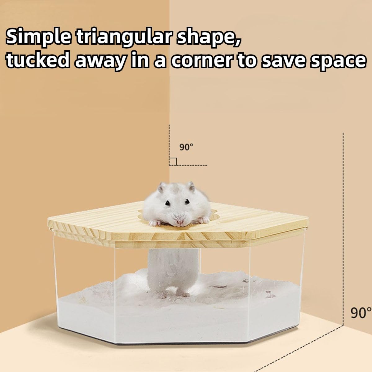 Copfeu Hamster Sand Bath Box Container, Mini Pet Sandbox Lid Design Take Bath Wooden Sandbox Dust Bath, Transparent Bathroom & Digging Box Acrylic Hamster Litter Box Small Animal Accessories (C)