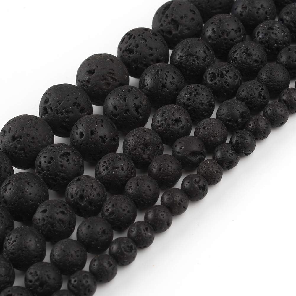 8mm Black Lava Rock Natural Stone Beads Round Loose Beads for Jewelry Making Yochus DIY Beads Bracelet Necklace