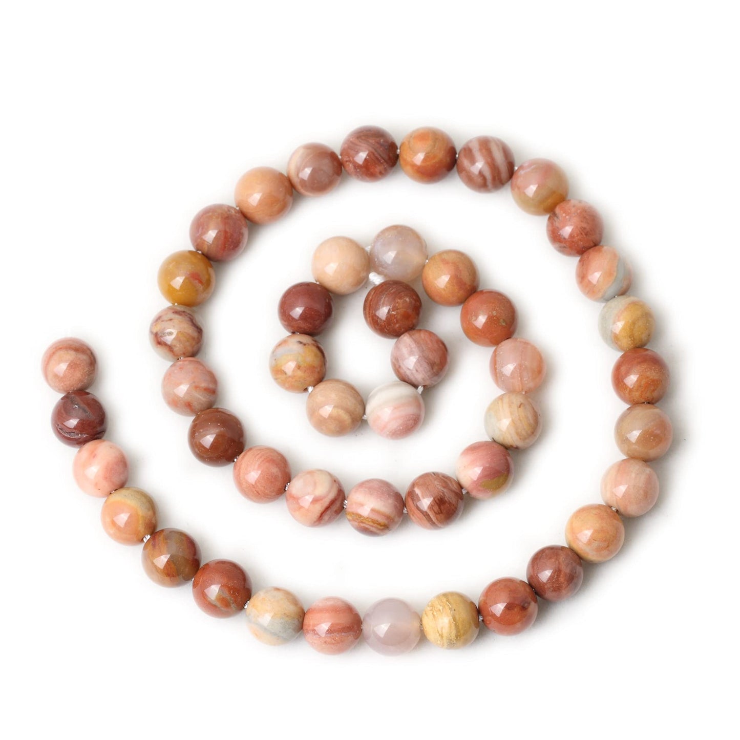 CHEAVIAN 45PCS 8mm Natural Petrified Wood Jade Round Loose Beads for Jewelry Making DIY Bracelet Necklace Materials 1 Strand 15"