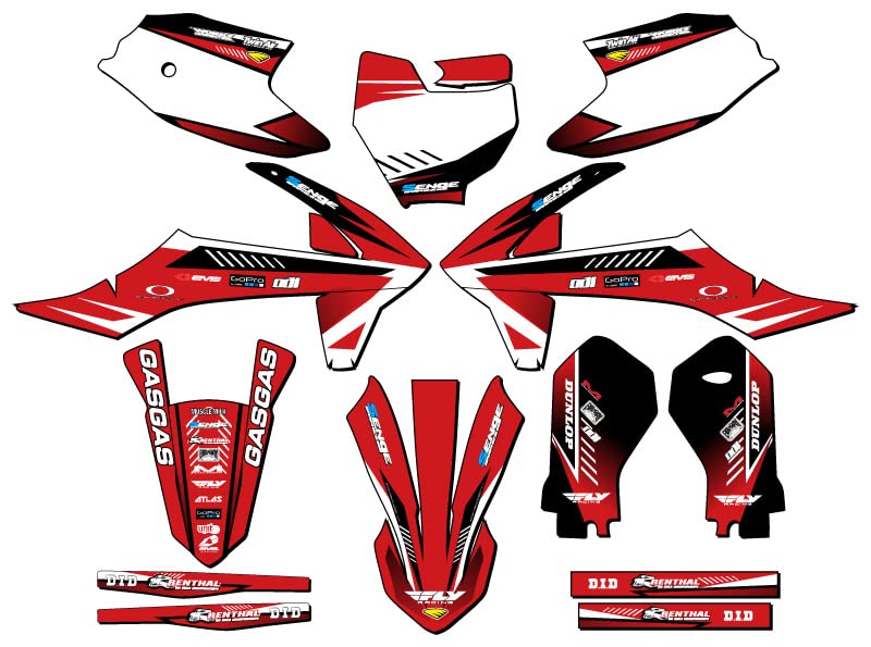 2021-2024 MC-E 3 Surge Red Senge Graphics Complete Kit Compatible with GASGAS - color: Red, size: Complete Kit