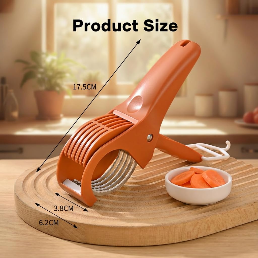 2 Pcs Multifunctional Fruit and Vegetable Slicer with 2 Portable Hooks, 2026 Upgraded Food Manual Slicer, Ideal for Banana, Sausages, Cucumbers, Strawberries, Essential Stuff for Kitchen or Camping