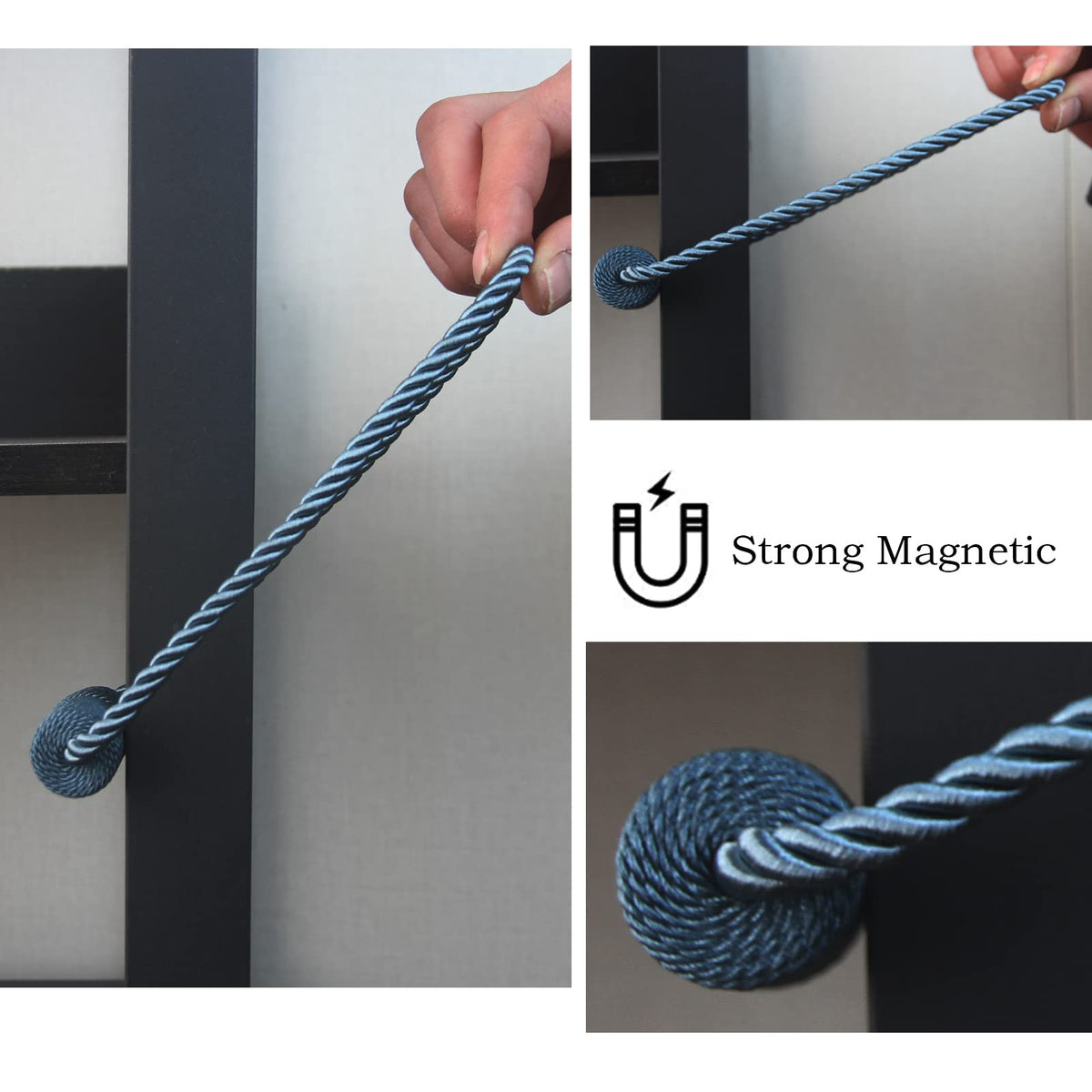 Magnetic Curtain Tiebacks Decorative Holdbacks Rope Tie Back Drapes Hangtty (6 Count)