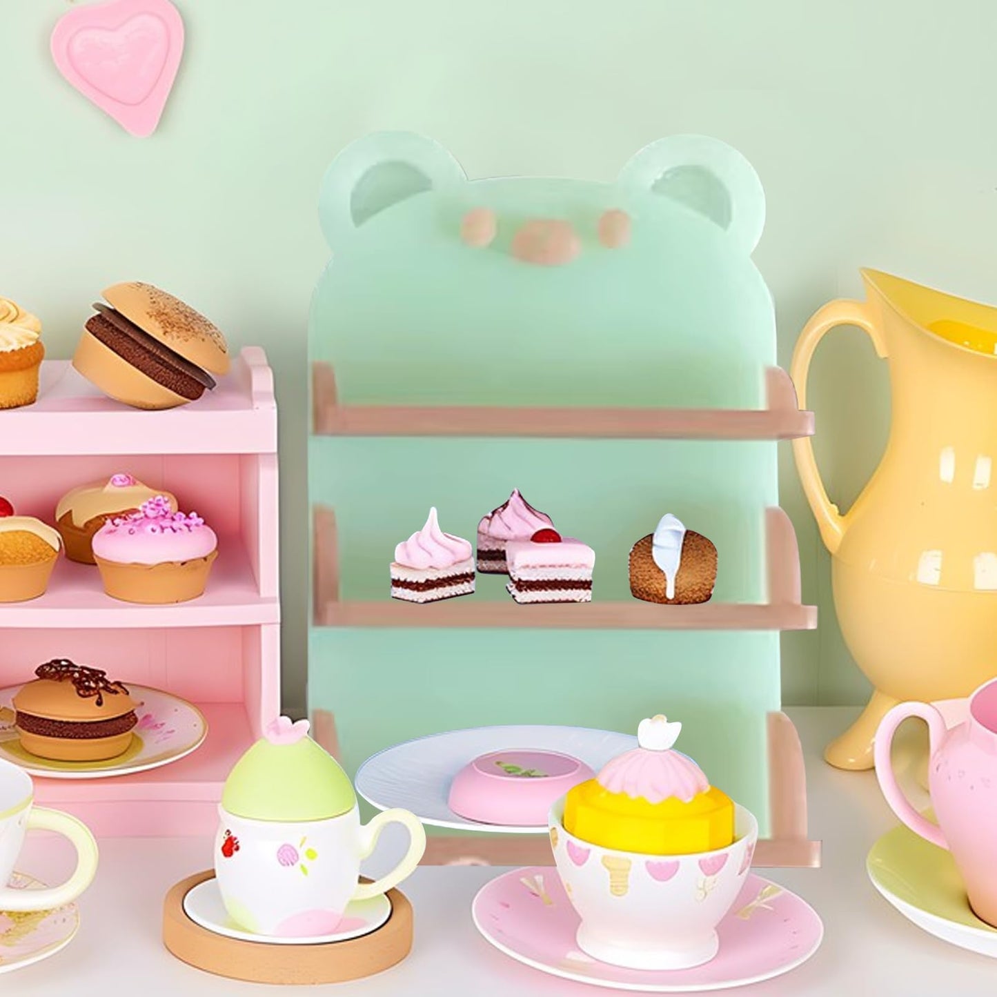 Mini Bear Display Shelf Shape Resin Silicone Molds 3D Simulation Bookshelf Epoxy Casting Molds for DIY Micro Resin Dollhouse Kitchen Tiny Things Display Decor