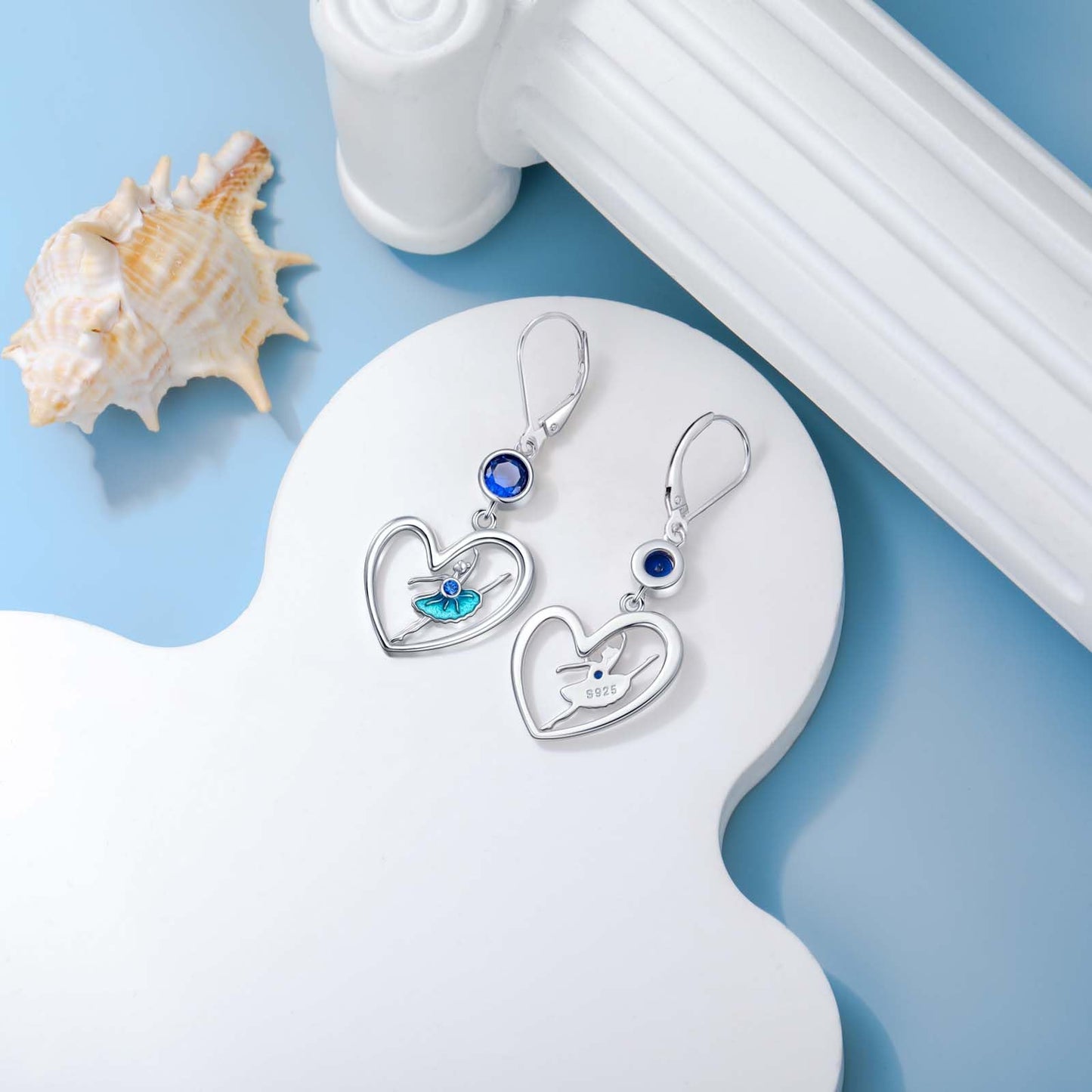 Ballerina Earrings for Women Sterling Silver Dancer Leverback Dangle Earrings Ballet Dance Jewelry Gifts