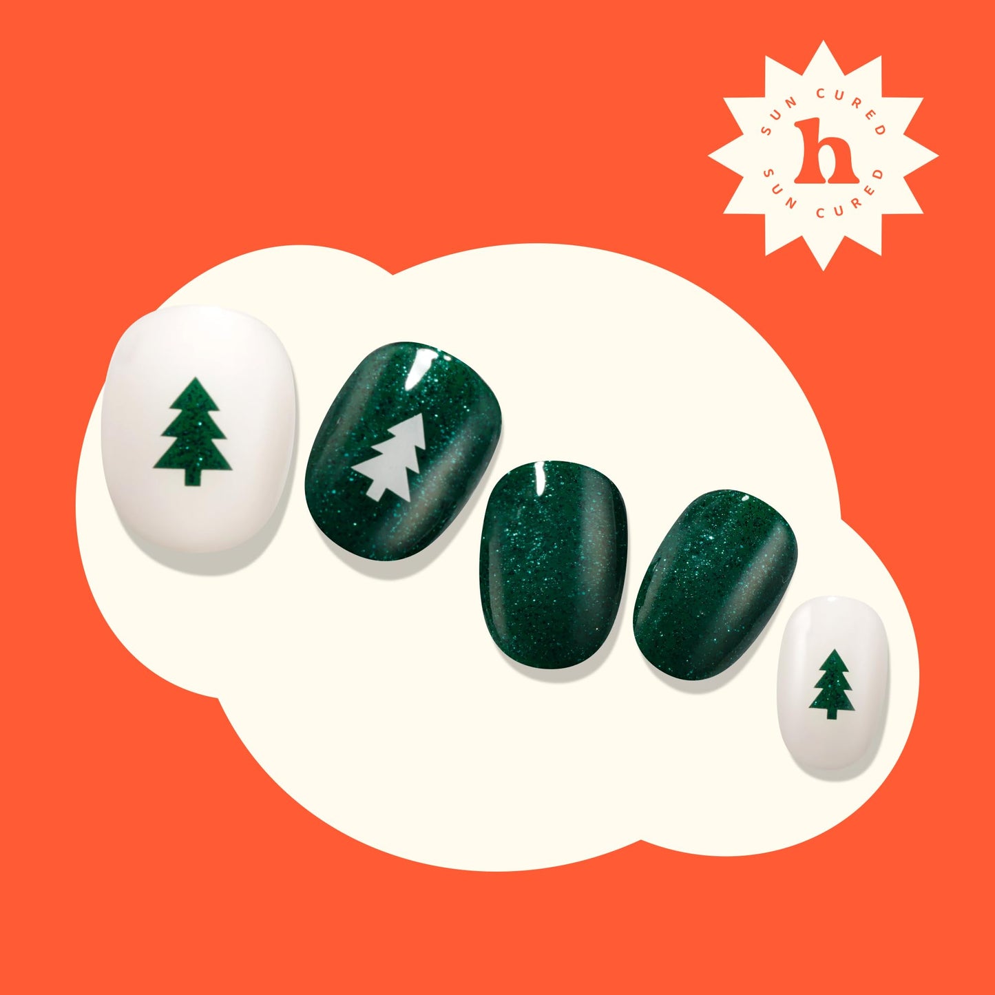 Heyhae Semi Cured Gel Nail Strips | No LED Lamp Needed | Glitter, Green | Easy Apply & Remove, Salon Quality | Includes 28 Strips, 1 Prep Pads, Nail File & Wooden Stick - Hey, I’m Pining for You