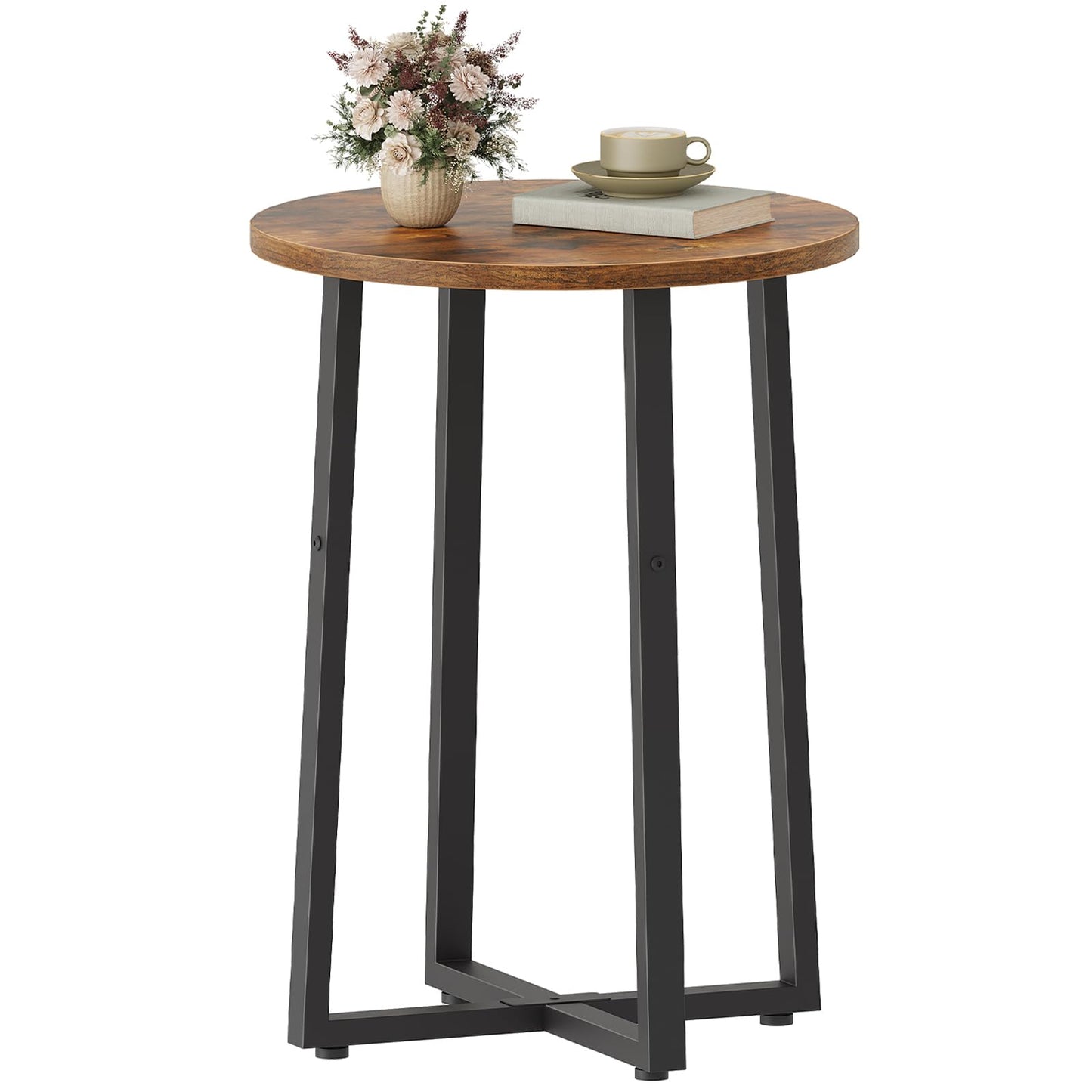 HOOBRO Side Table, Round End Accent Table with Sturdy Metal Frame, 5-Tier Corner Plant Stand Indoor, for Living Room, Bedroom, Balcony, Office BF95BZ01-BF05HJ01