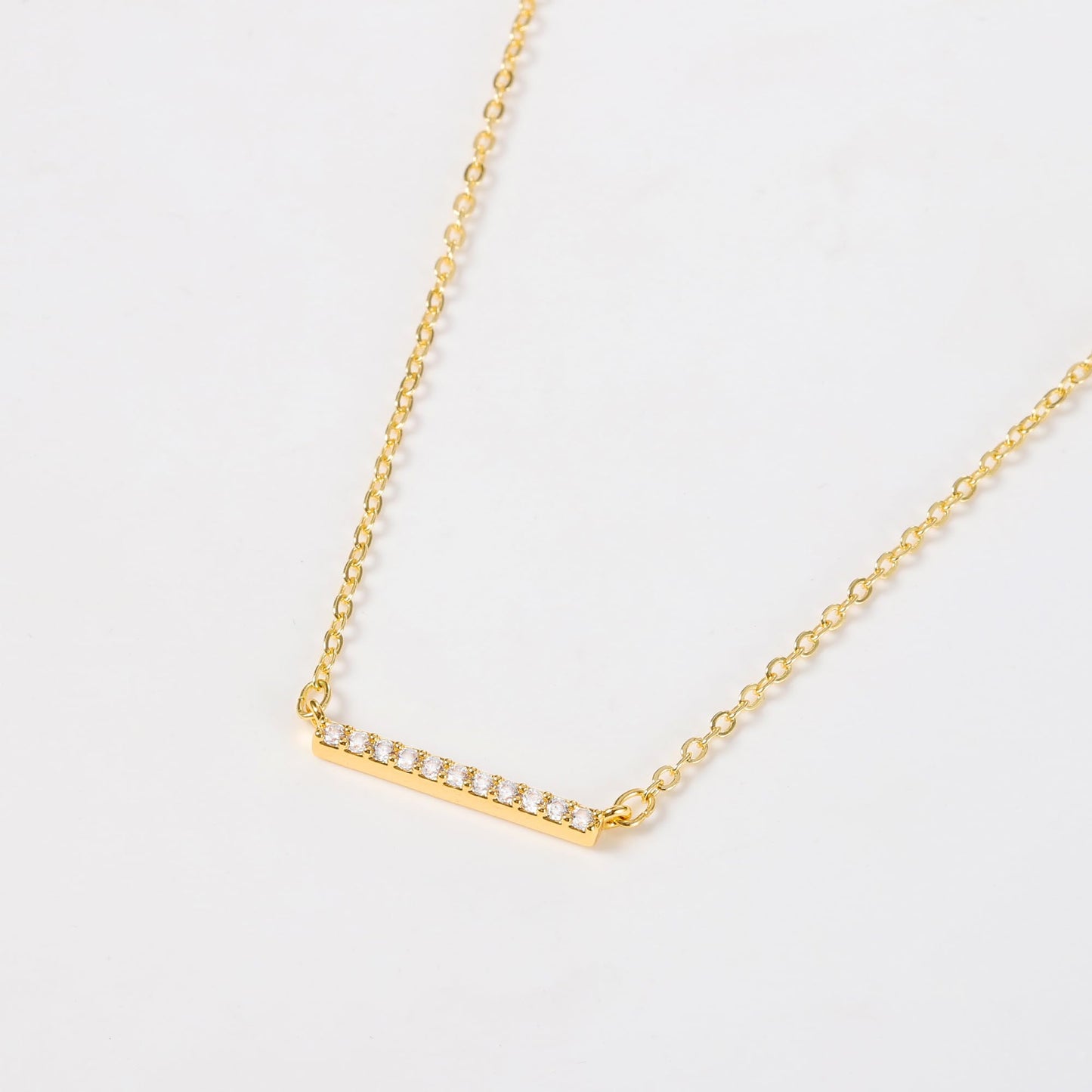 GUOKE Bar Necklace - 14K Gold Plated Dainty Gold Necklace Simple Jewelry for Women