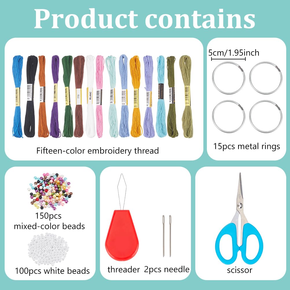 INFUNLY 15PCS DIY Small Dream Catcher Kits for Beginners Handmade Dreamcatcher Kit for Starters DIY Mini Hanging Ornament Making Kit for Bedroom Car Mirror Keychain Bag Bohemian Decoration Craft Gift