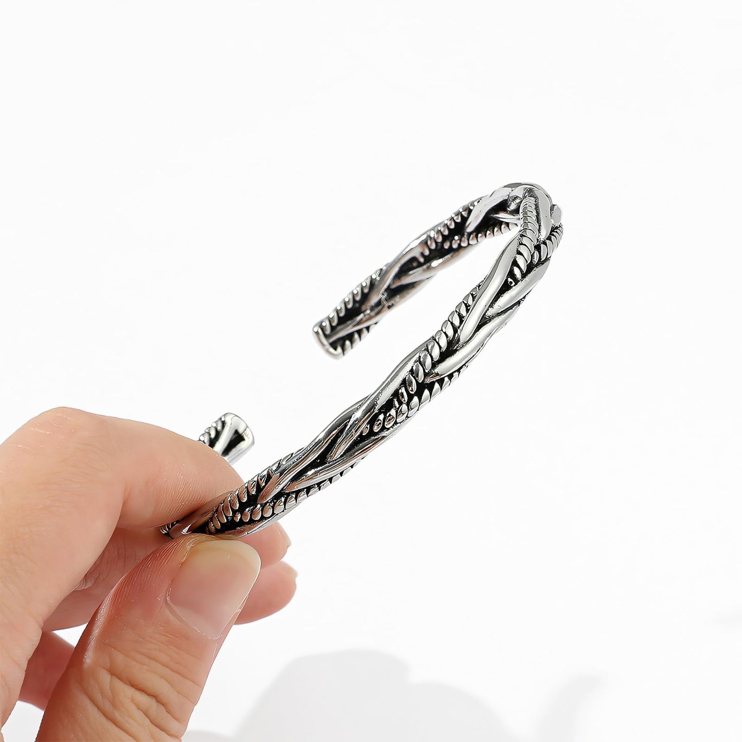 Handmade 925 Sterling Silver Bangle Bracelet For Men Weave Bangle Bangle Simple Silver Cuff Bangles Open Adjustable Bangle Bracelets For Women Men Vintage Statement Bangles Fashion Jewelry Gifts