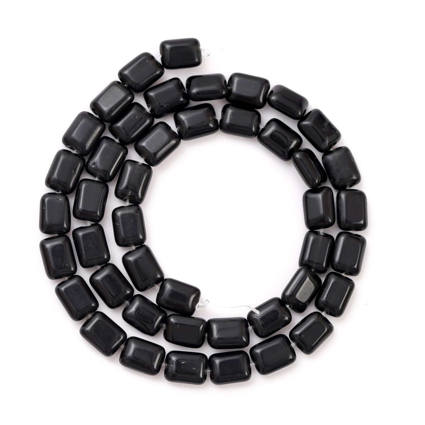 6×8mm Natural Black Agate Flat Square Stone Beads Rectangle Healing Crystals Loose Gemstone Beads for Jewelry Making DIY Bracelets Necklaces