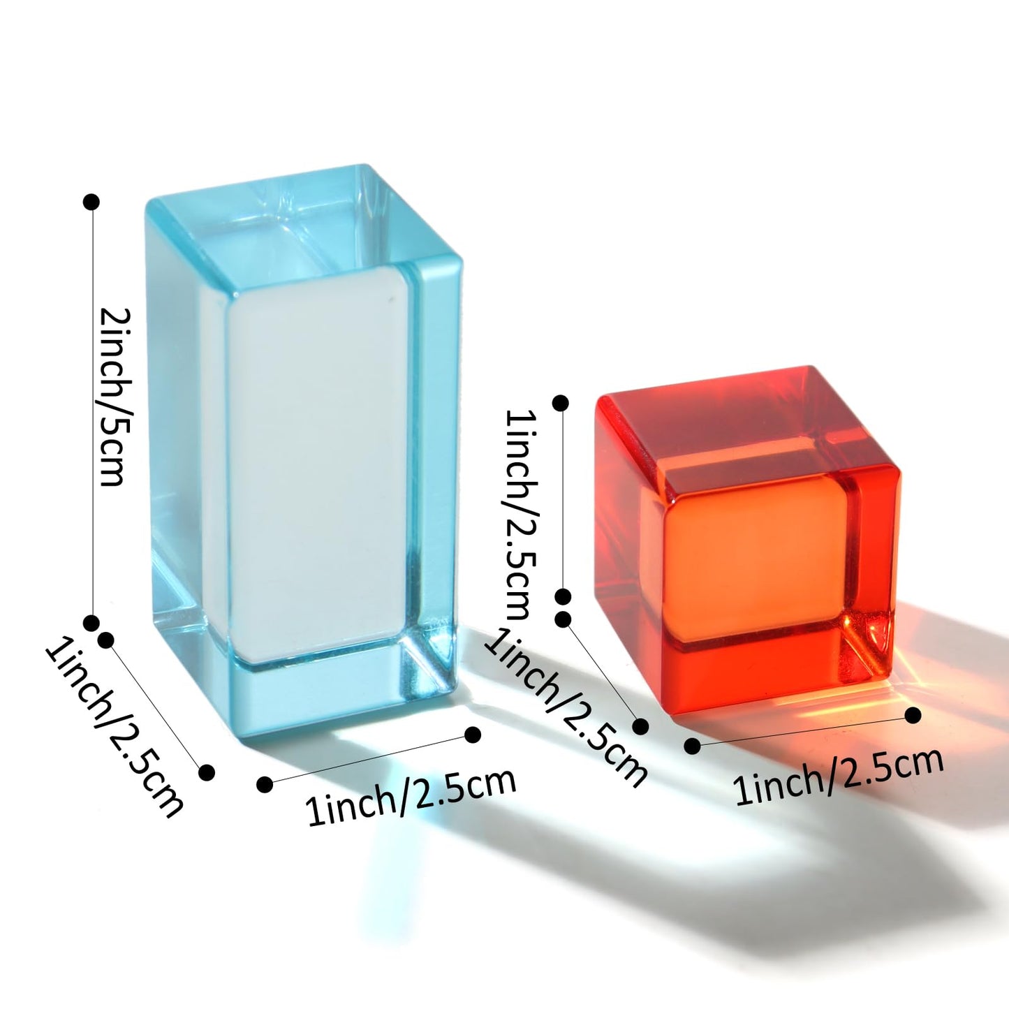 Dinhon 100 Pcs Acrylic Blocks for Toddler - 10 Colors Rainbow Gem Blocks, 2.5x2.5cm Crystal Cubes Stacking Rainbow Toy for Kids 1-5 Years Old, Light Table Blocks Bulk Birthday Gift