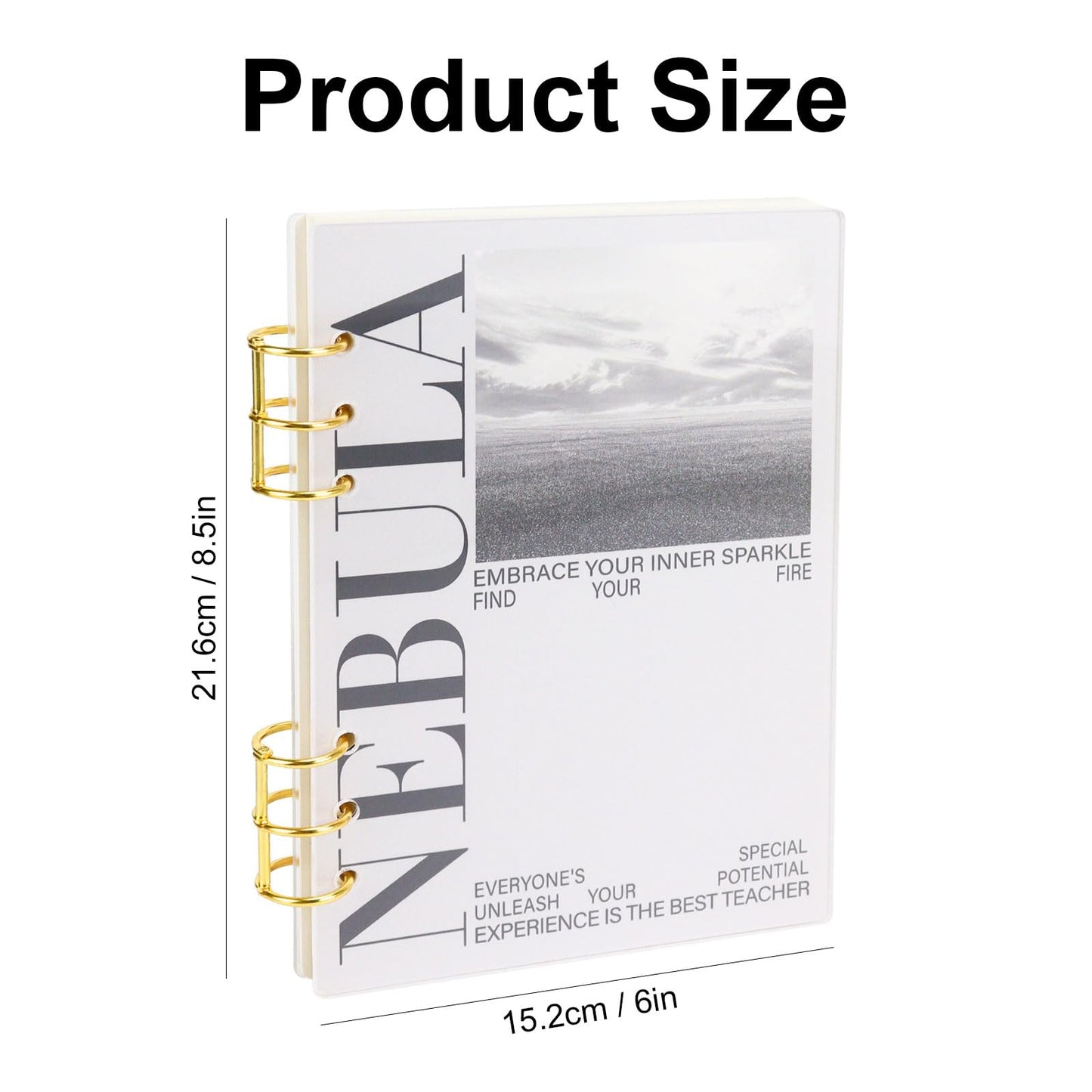 MultiBey A5 Binder 6-Ring Frosted Acrylic Binder Planner Cover with 45 Sheets Lined Paper, Personal Loose Leaf Binders, Gold Metal Round Rings a5 Planner Budget Binders, Lay Flat Design
