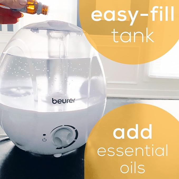 Beurer LB27 Ultrasonic Air 0.8 Gallon Tank, Auto Shut-Off, Baby Kids Vaporizer Cool Mist Filter Free Silent, Humidifier