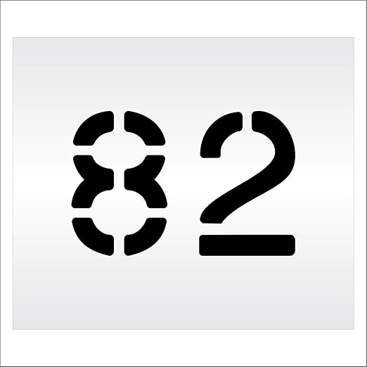 Pavement, Curb, and WheelStop Stencils - 6 inch Double Number Stencil - (82) - 6" x 9" x 1/8" (128 mil) - Pro-Grade
