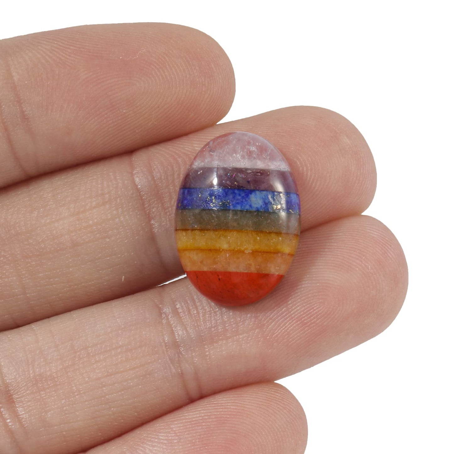 Loveliome 18x13mm Oval Cabochons Flatback Crystal Stone Gemstones Beads for Jewelry Making DIY Pack of 10, 7 Chakra