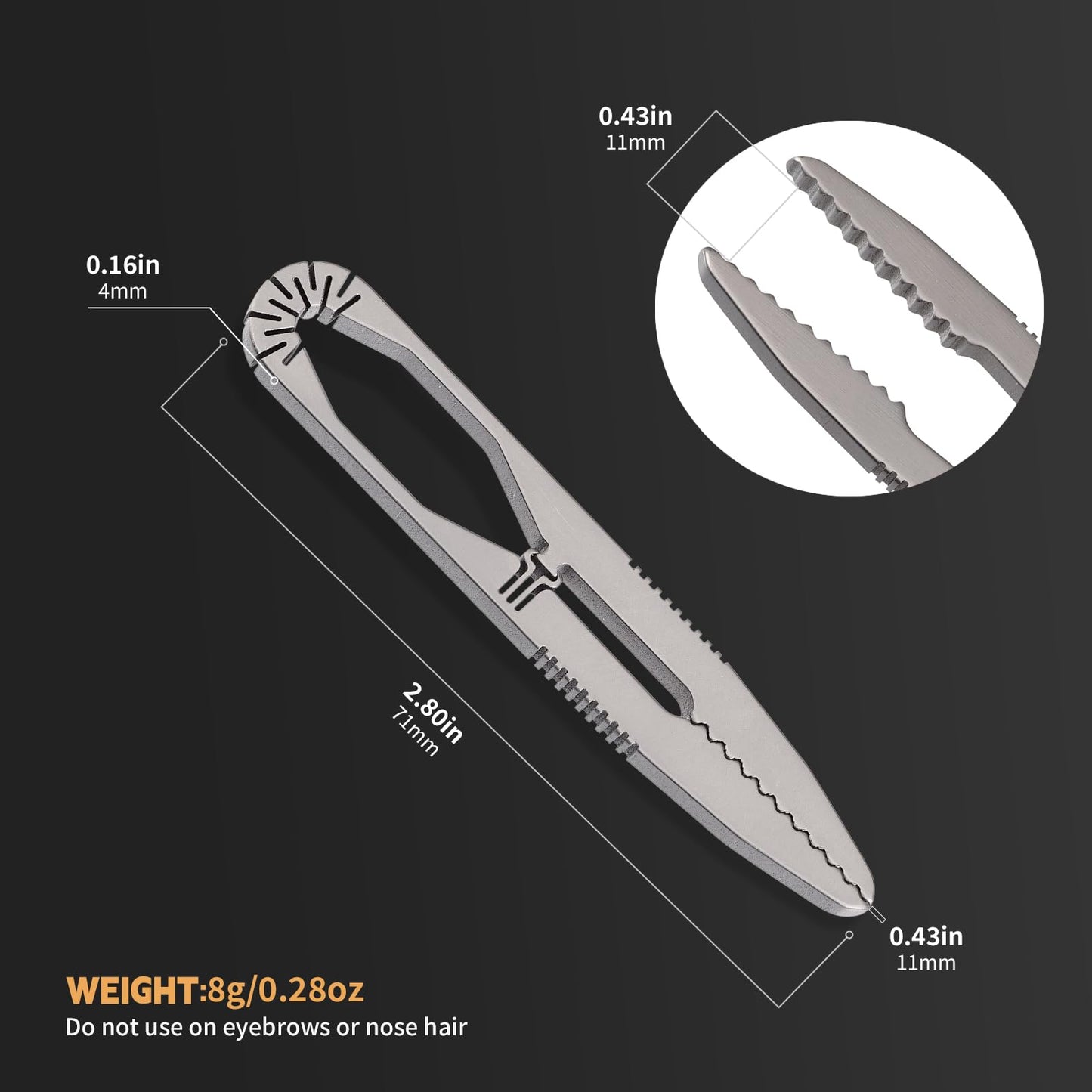 Fortedgear Titanium Precision Tweezers - High-Accuracy, Anti-Slip Design, Multi-Purpose EDC Tool for Outdoor, Camping, Repair, Gardening, and More