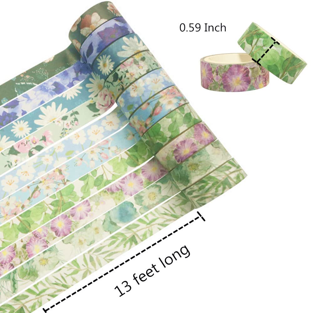 VIVIQUEN 20 Rolls Flower Washi Tape Set, 15mm Floral Washi Tape for Bullet Journal, Masking Decorative Tapes for Arts and DIY Crafts, Gift Wrapping