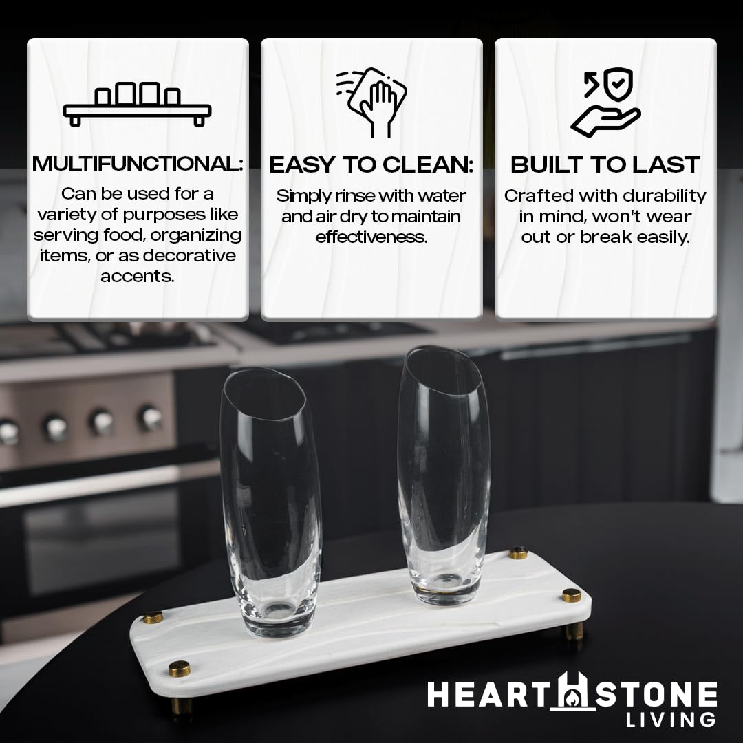 2-Piece Water Absorbing Stone Tray Set – Fast-Dry Diatomite Soap Trays for Bathroom & Kitchen Sink, Gold Finish