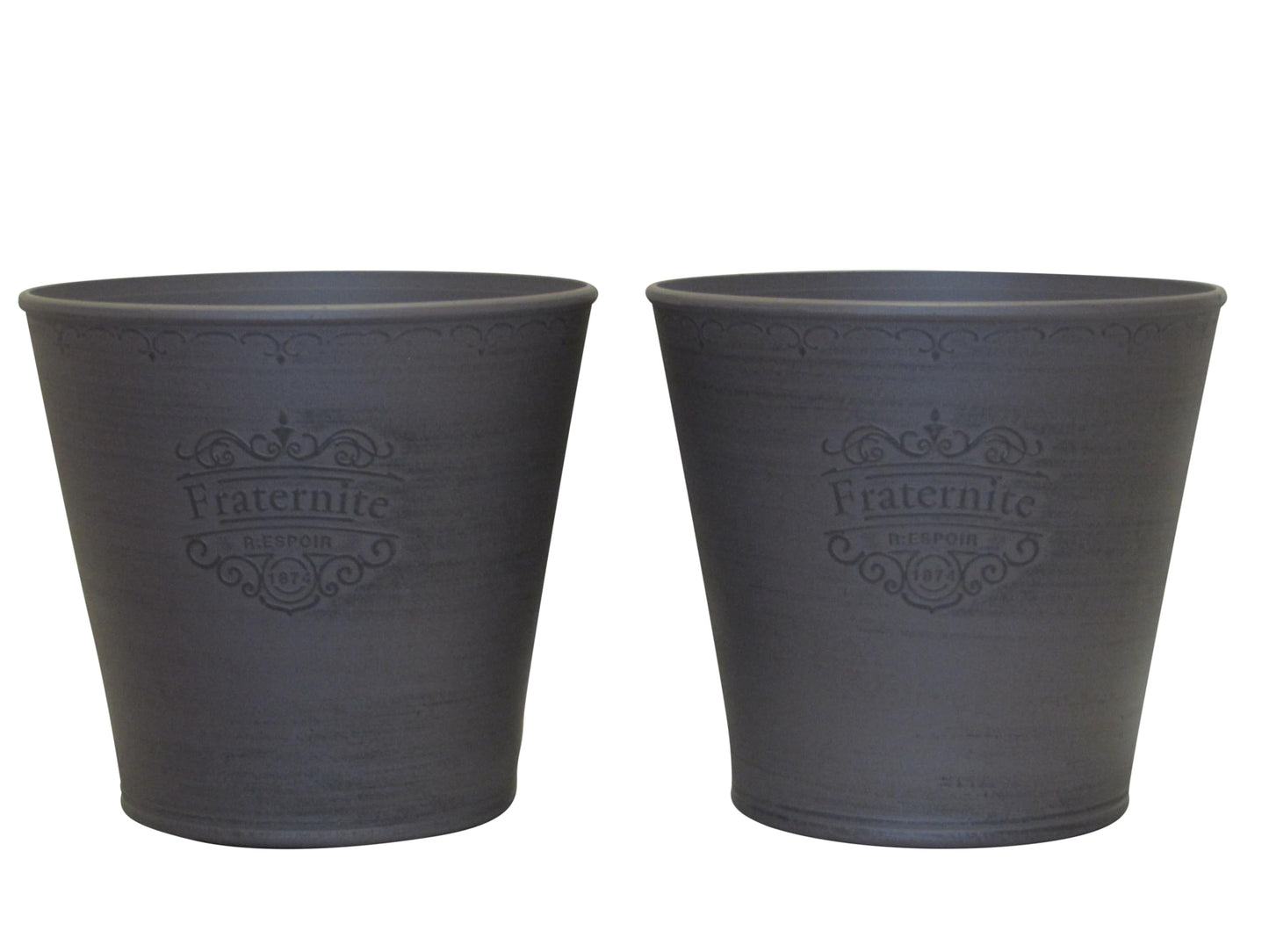 Plaster Planter with Bottom Drain Hole - 9.25" Diameter - Designer Quality Flower Planter Pots - Set of 2 (Dim Grey)