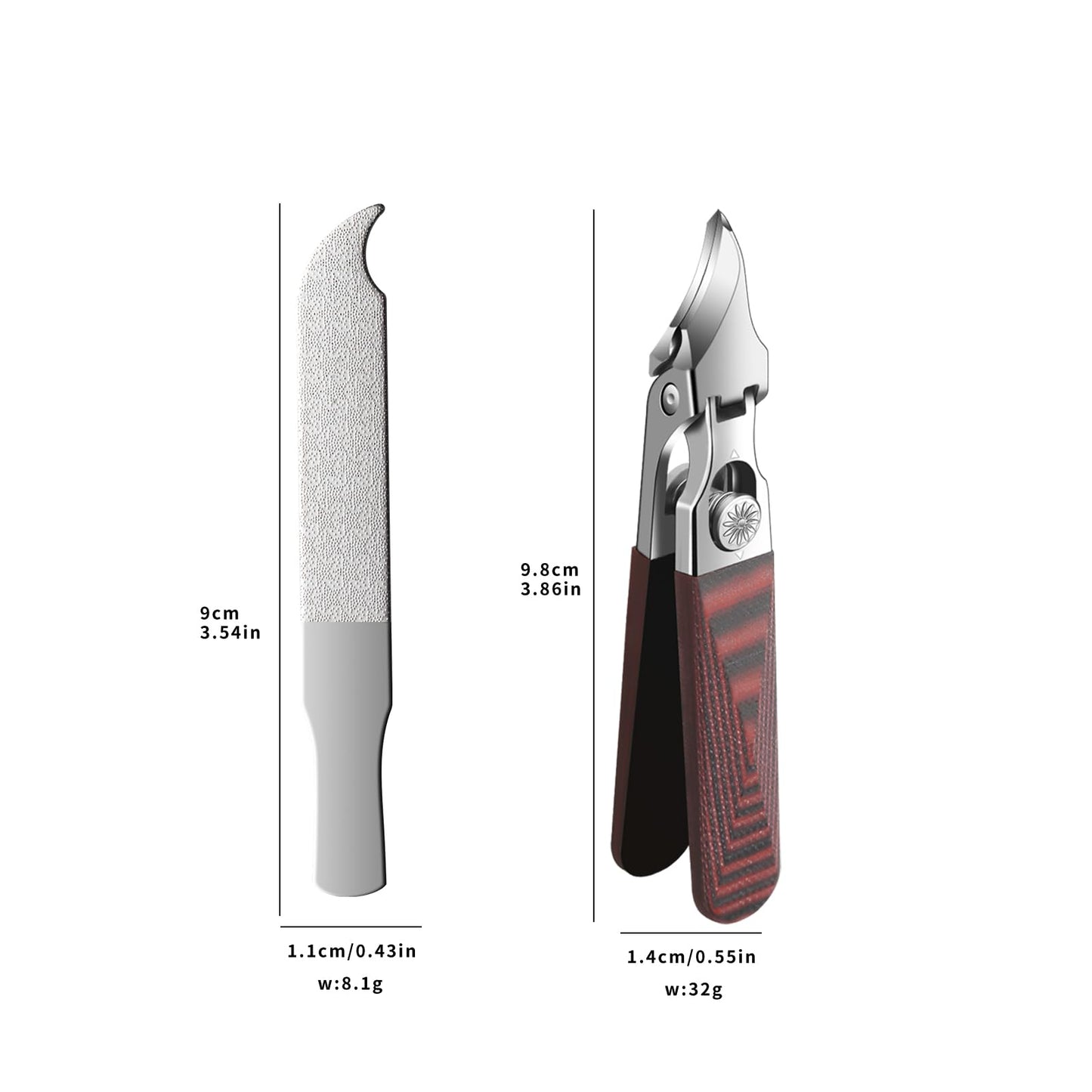 Large-Opening Pointed-Edge Nail Clipper - Detailed Trimming for Narrow Areas - G10 Handle & Stainless Steel Blades - Suited for Ingrown-Nail, Thick-Nail Users & Seniors(Straight Red C)